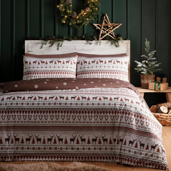 Fusion Christmas Fairisle Polycotton Duvet Cover & Pillowcase Set