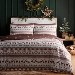 Fusion Christmas Fairisle Polycotton Duvet Cover & Pillowcase Set