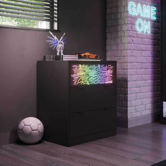 View Return - X Rocker Neonite Circuit Edition Led 3 Drawer Chest- Black View Return - X Rocker Neonite Circuit Edition Led 3 Drawer Chest- Black