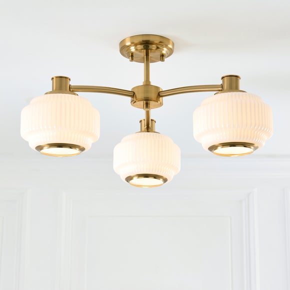 View Vogue Elissa Ribbed 3 Light Semi Flush Ceiling Light View Vogue Elissa Ribbed 3 Light Semi Flush Ceiling Light