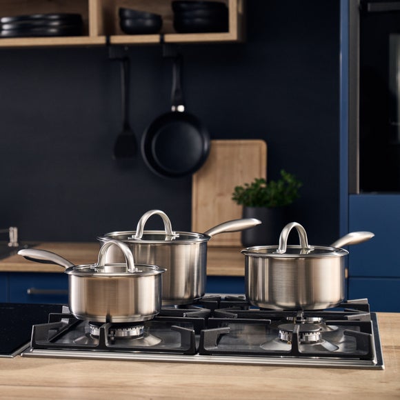 Henckels by Zwilling Set of 3 Glace Long Handle Sauce Pans