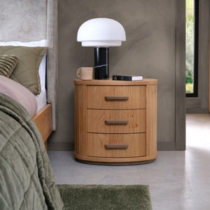 Bentley Designs Vega Knotty Oak 3 Drawer Bedside Table