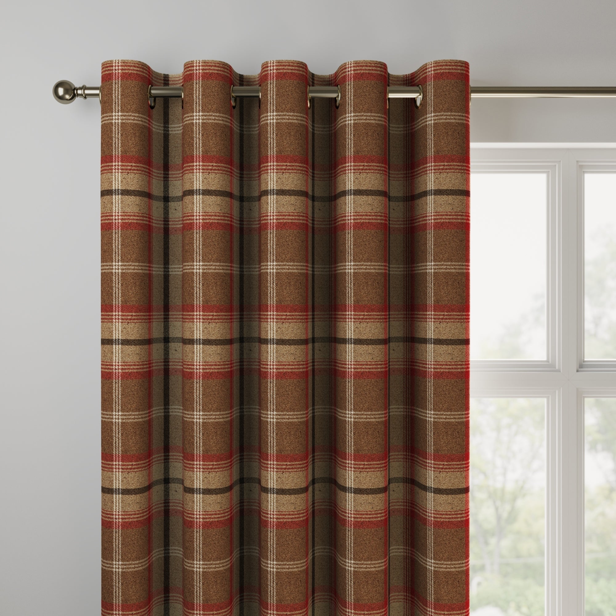 Highland Check Made to Measure Curtains Highland Check Rosso