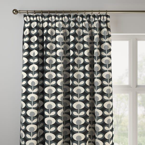 Orla Kiely Oval Flower Made To Measure, Grey And Orange Curtains Dunelm