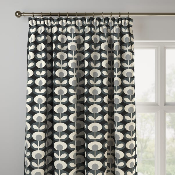 Orla Kiely Oval Flower Made To Measure Curtains Dunelm Orla Kiely Oval Flower Made To Measure, Grey And Orange Curtains Dunelm