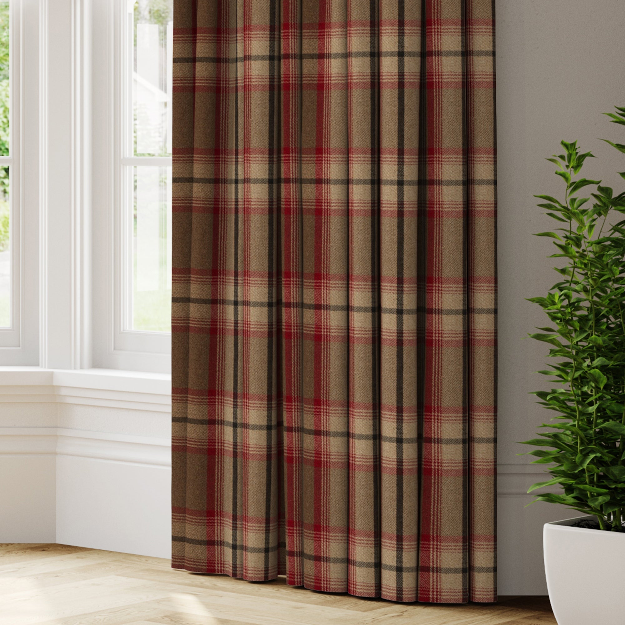 Highland Check Made to Measure Curtains Highland Check Rosso