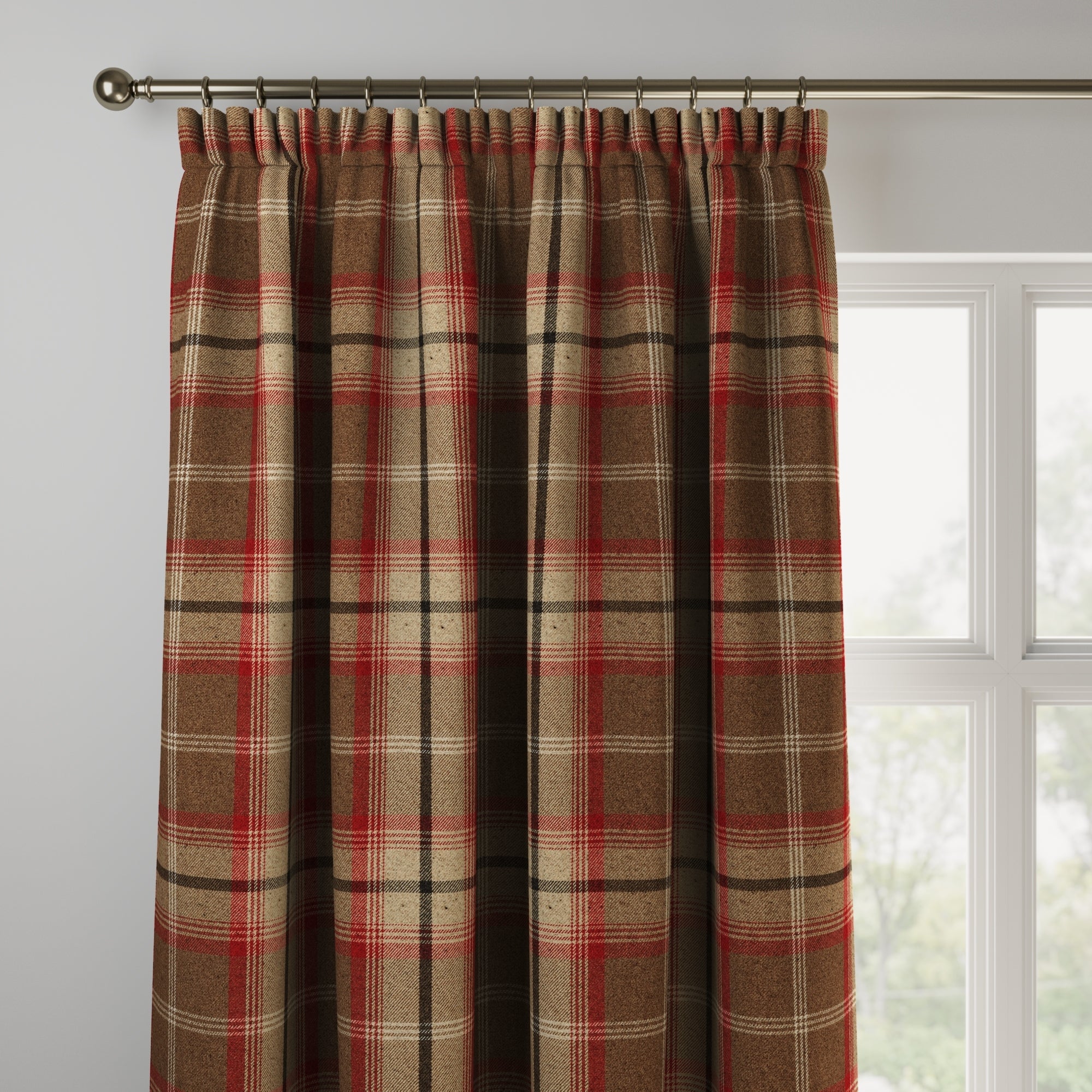 Highland Check Made to Measure Curtains Highland Check Rosso