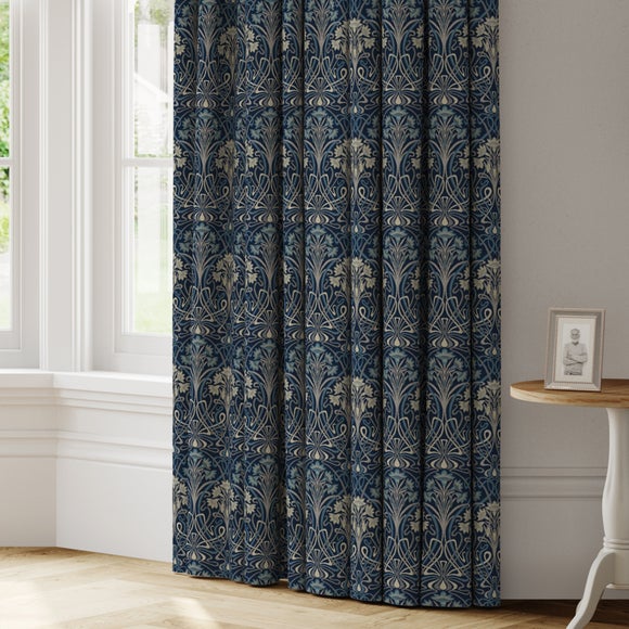 Navy blue curtain sale material