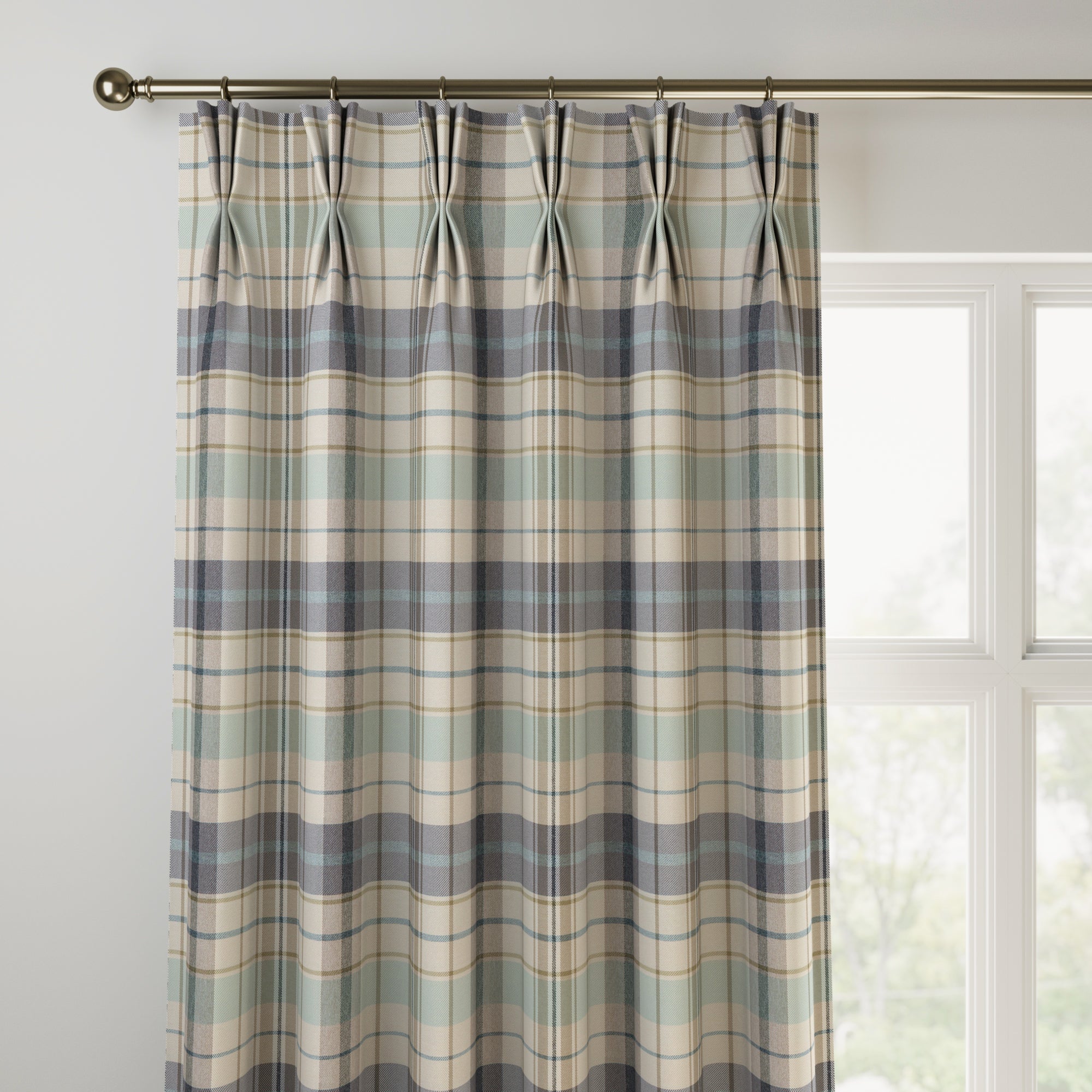 Nevis Check Made to Measure Curtains Nevis Check Seafoam