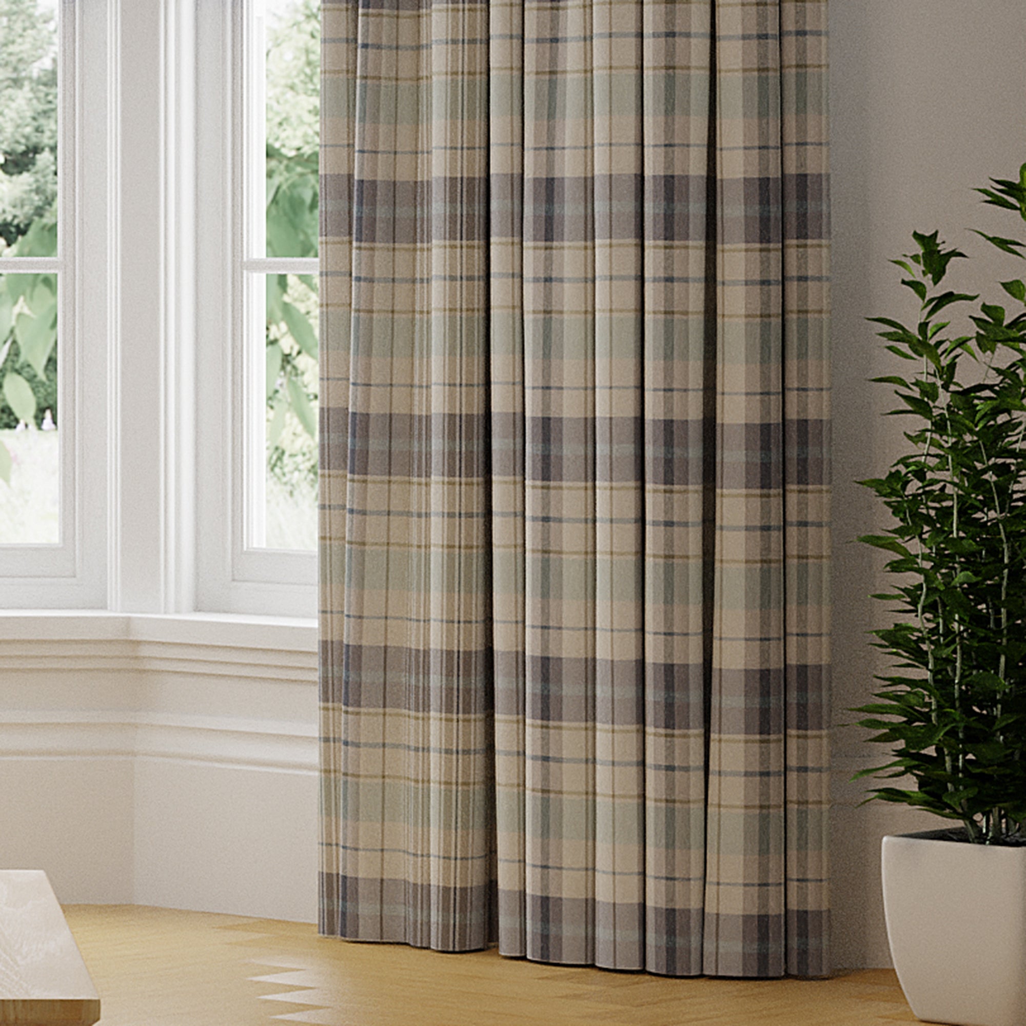 Nevis Check Made to Measure Curtains Nevis Check Seafoam