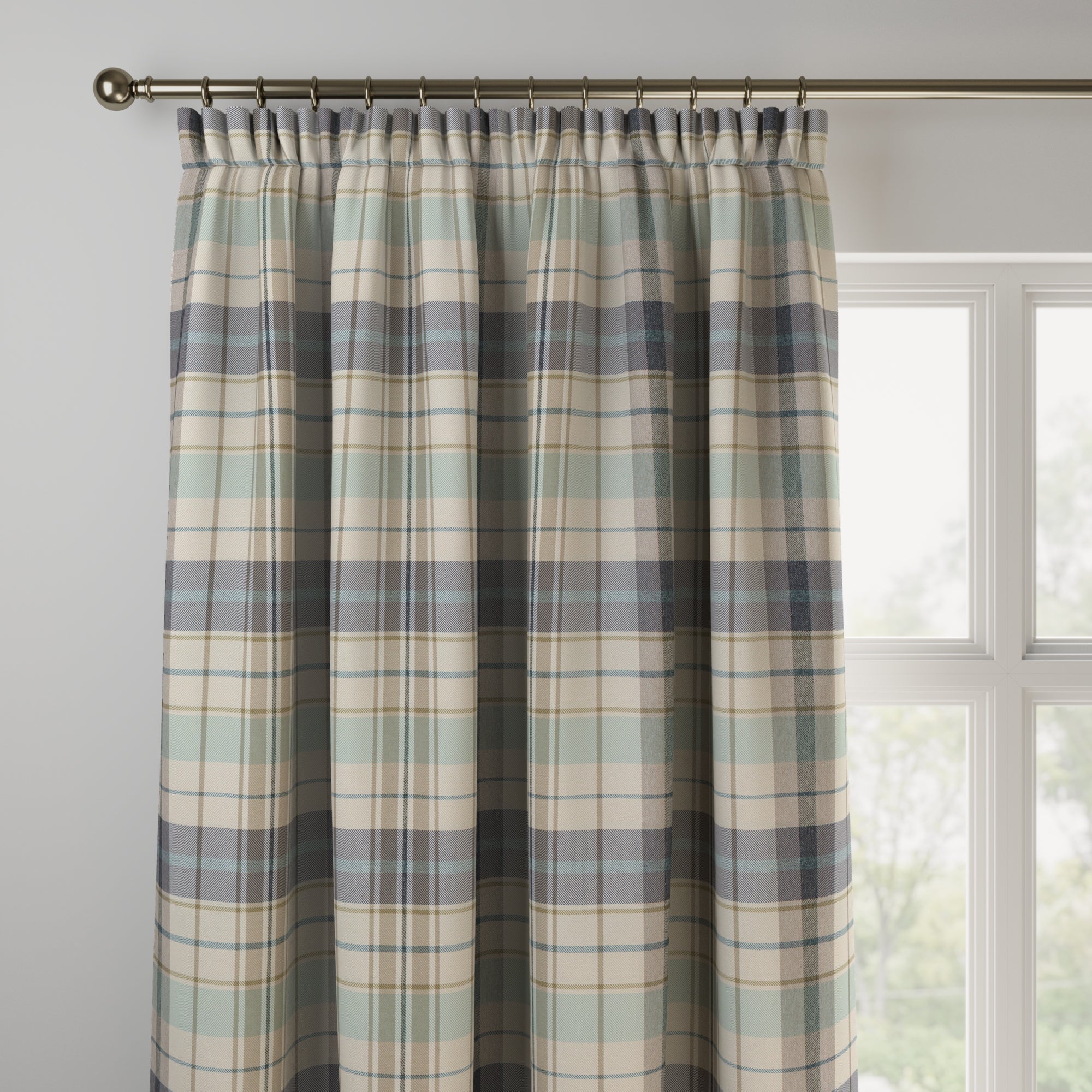 Nevis Check Made to Measure Curtains Nevis Check Seafoam