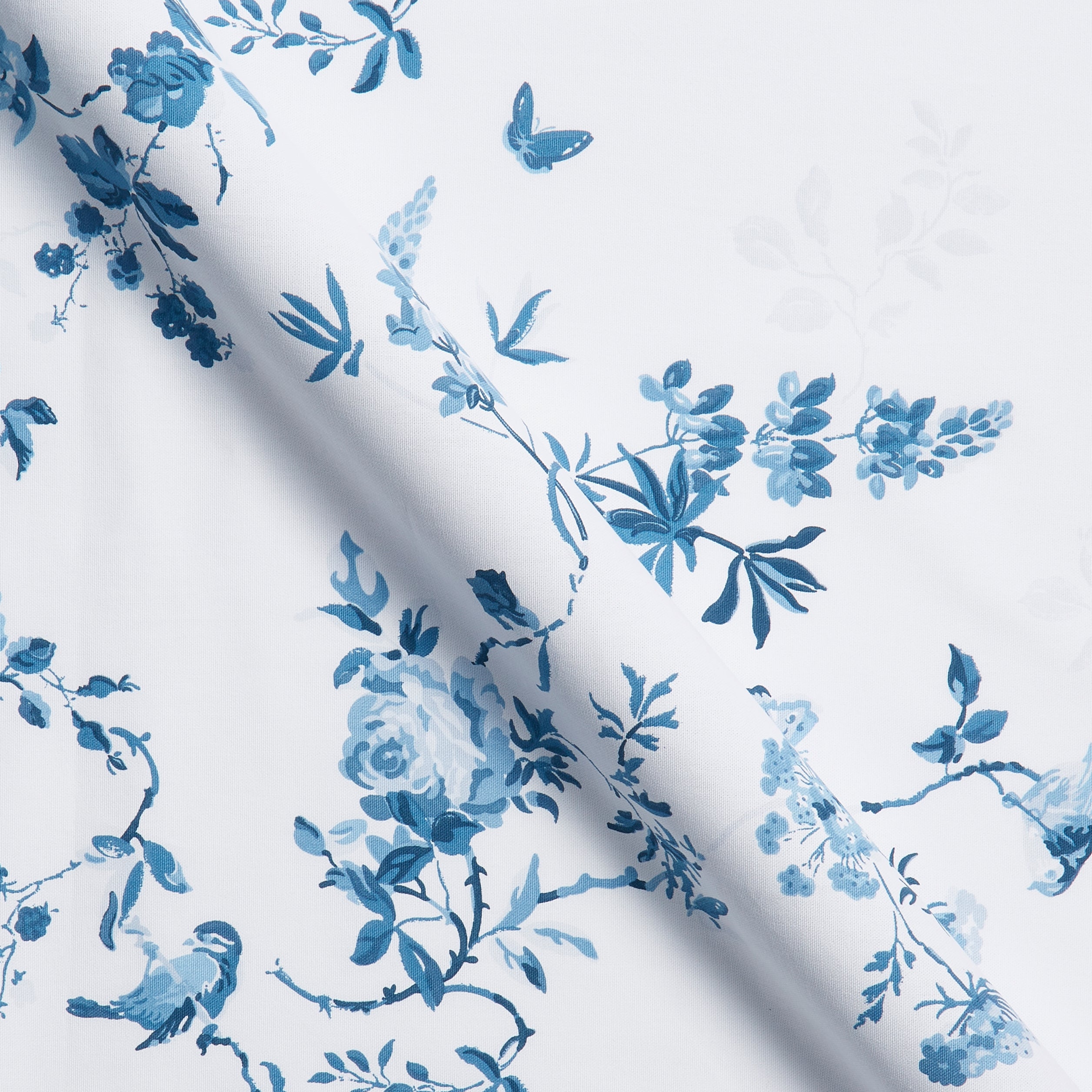 Birds and Roses Made to Measure Curtains Birds and Roses Blue