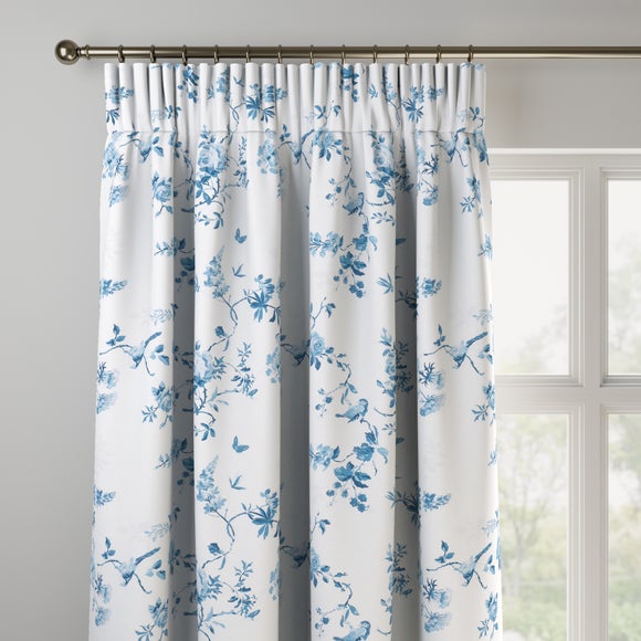 Birds and Roses Made to Measure Curtains Birds and Roses Blue