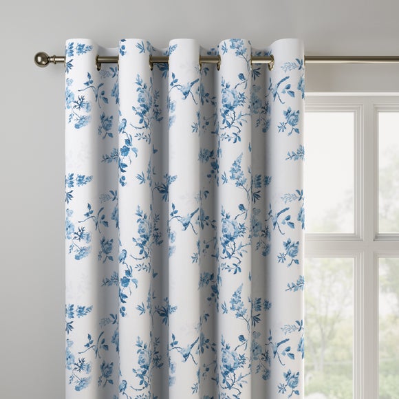 Birds and Roses Made to Measure Curtains Birds and Roses Blue