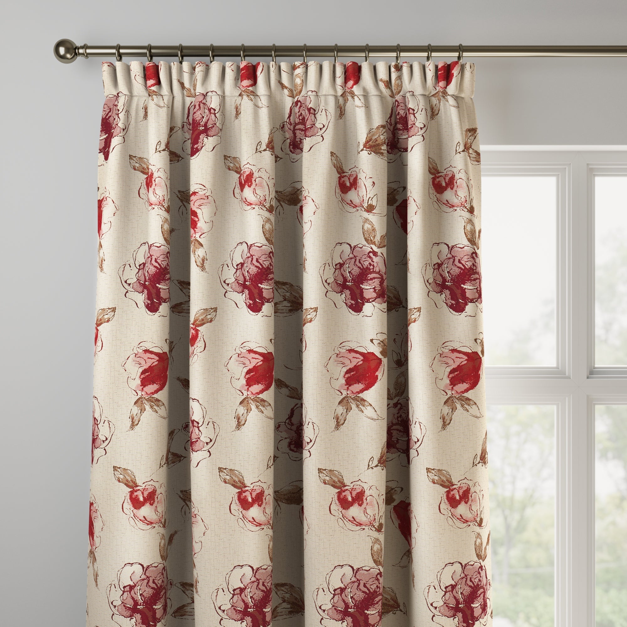 Courtney Made to Measure Curtains Courtney Woven Red