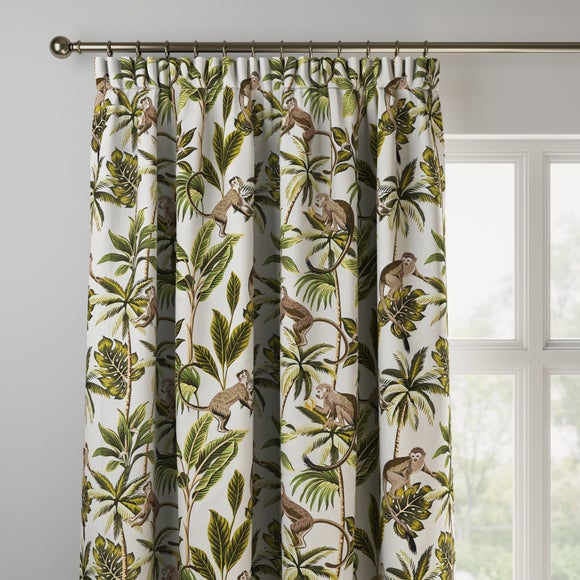 Monkey Made to Measure Curtains Monkey Printed Natural