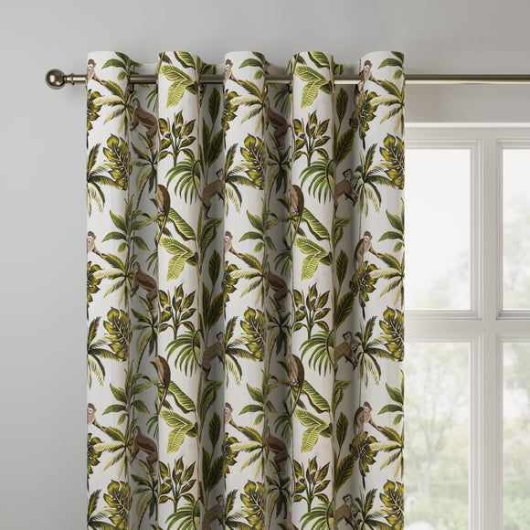 Monkey Made to Measure Curtains Monkey Printed Natural