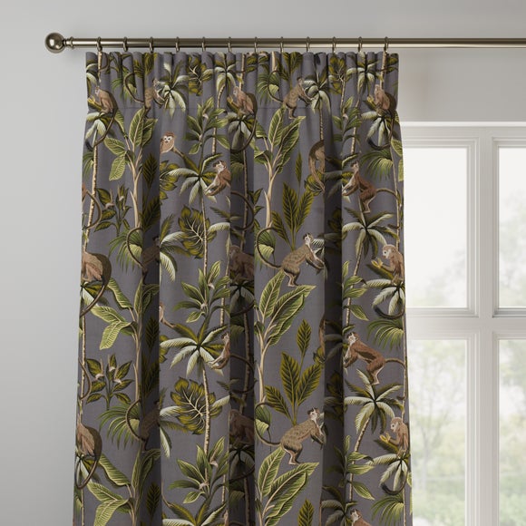 Monkey Made to Measure Curtains Monkey Printed Stone