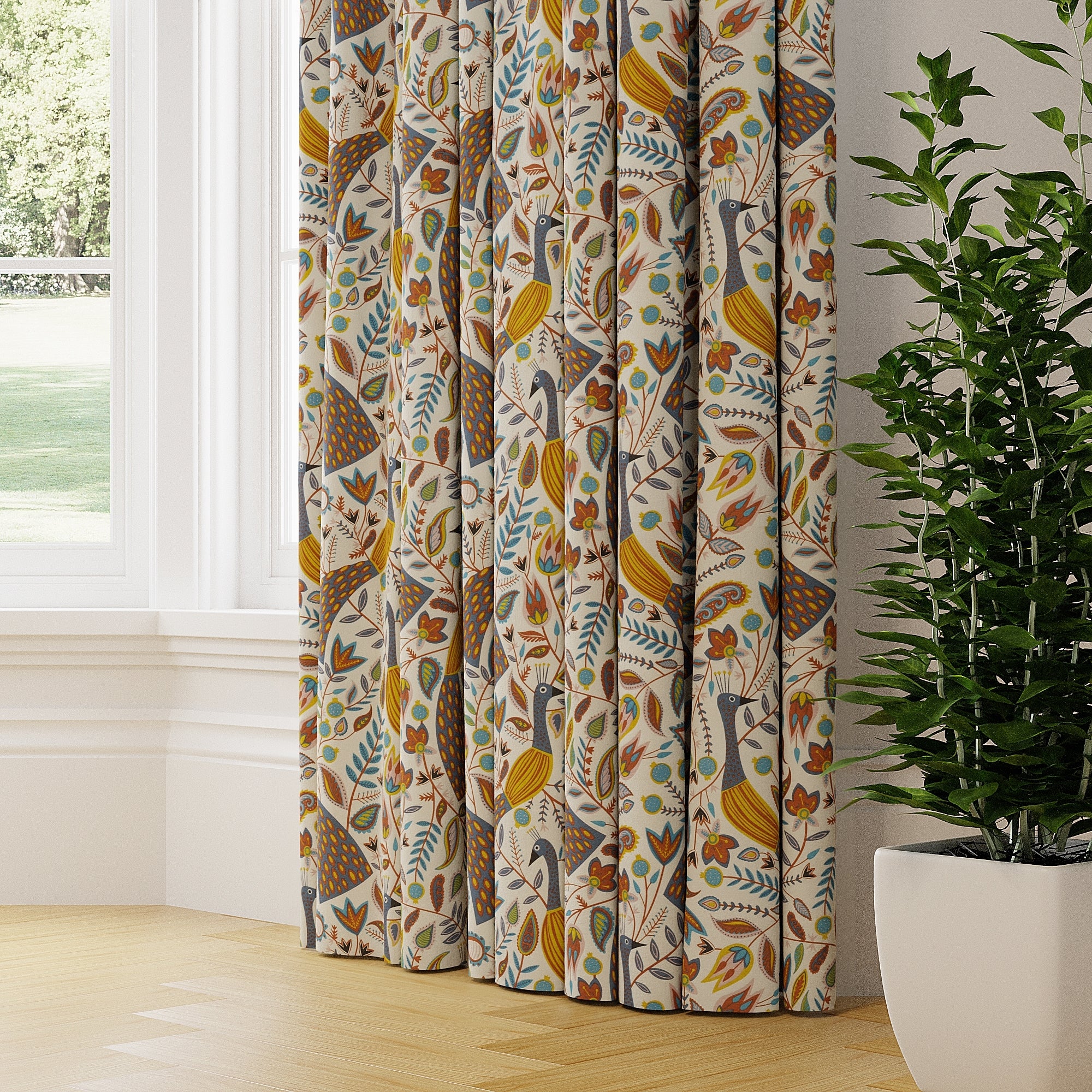 Peacock Made to Measure Curtains Peacock Ochre