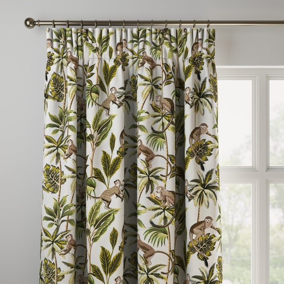 Monkey Made to Measure Curtains Monkey Printed Natural