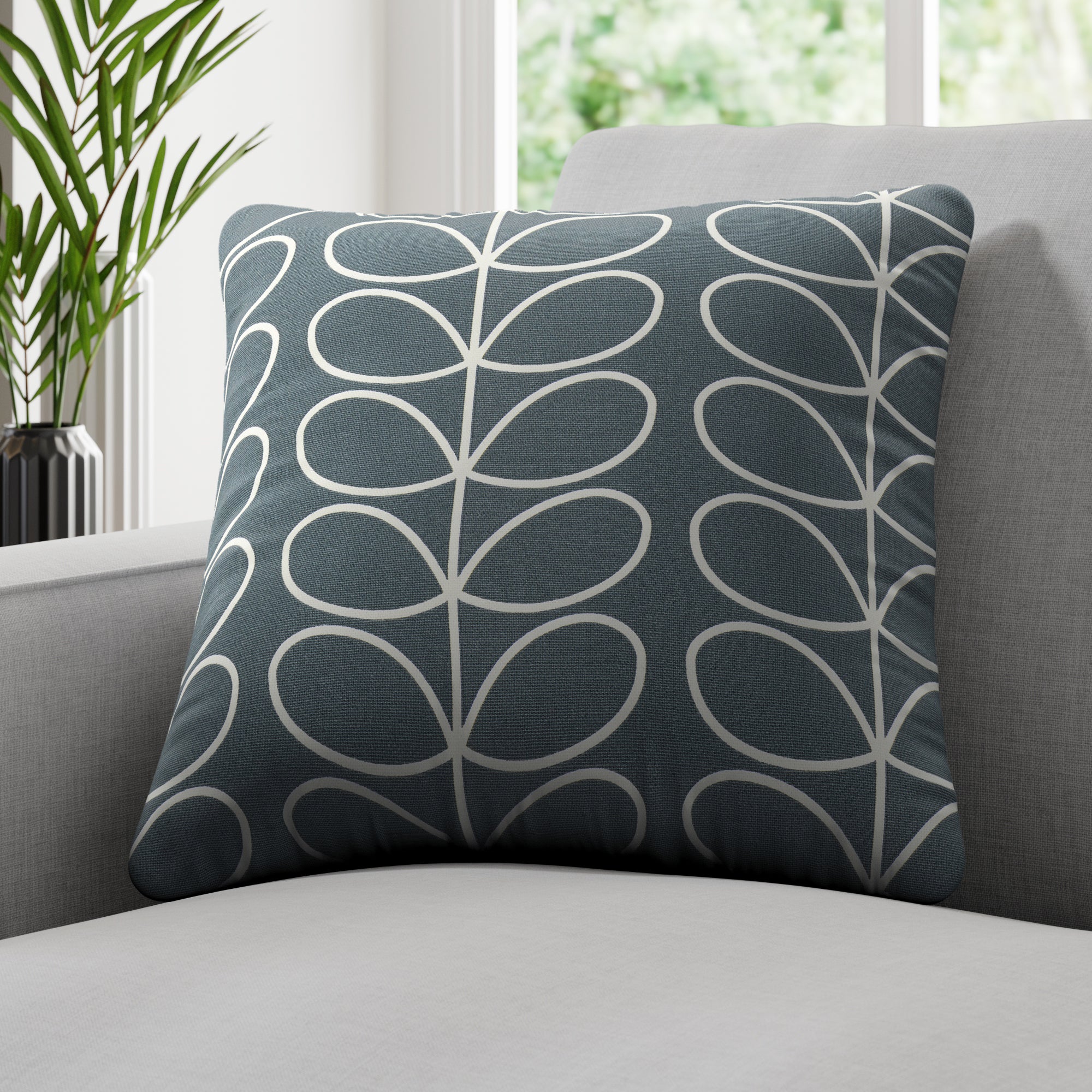 Orla Kiely Linear Stem Made to Order Cushion Cover Orla Kiely Linear Stem Grey