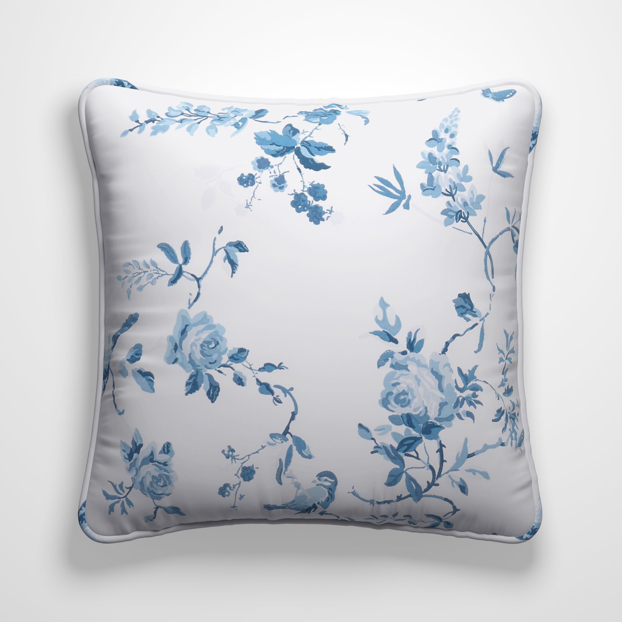Birds And Roses Made to Order Cushion Cover Birds and Roses Blue