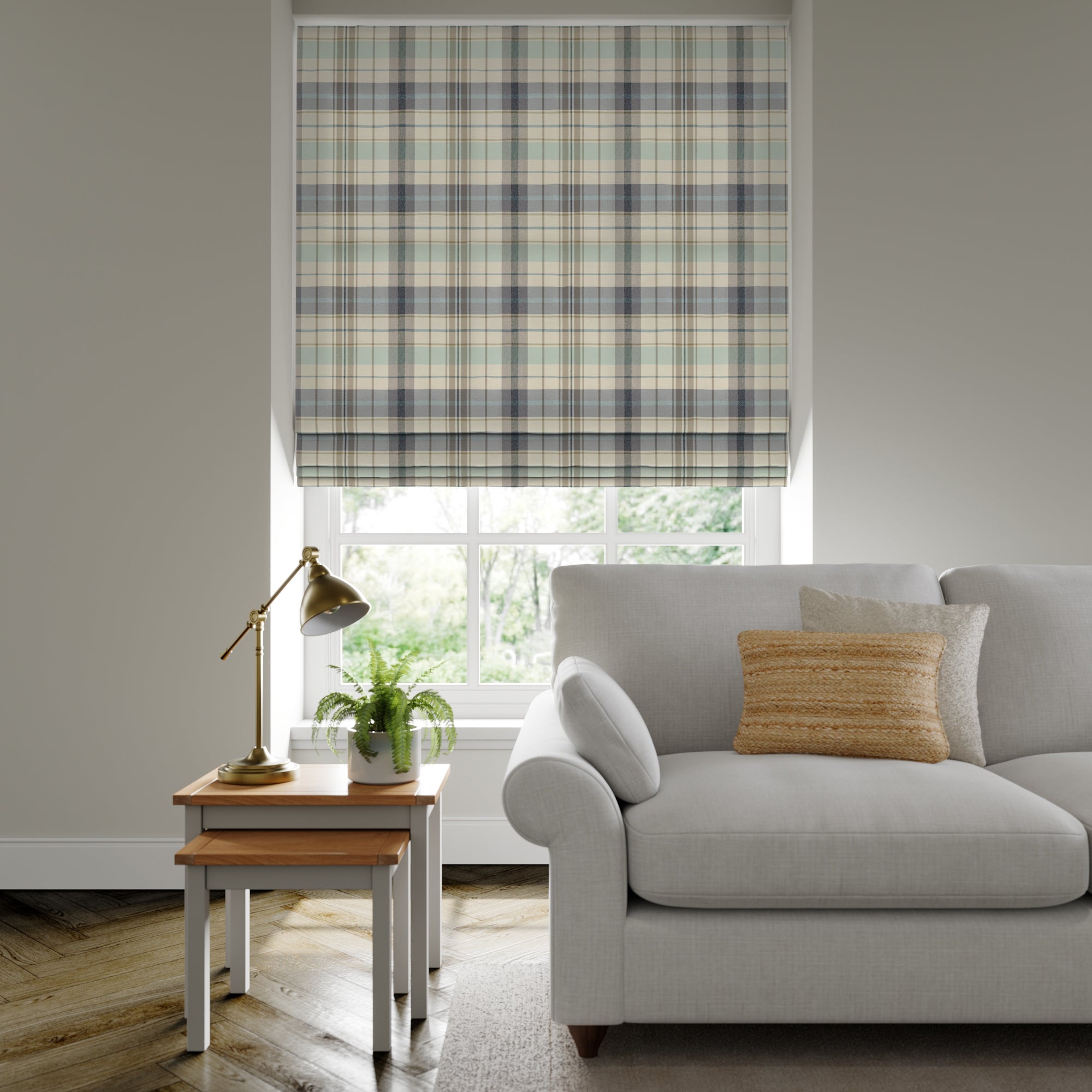 Nevis Check Made to Measure Roman Blind