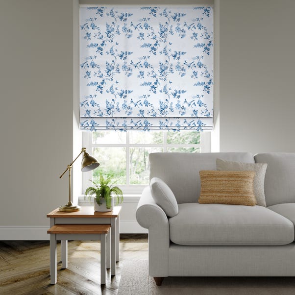Birds and Roses Made to Measure Roman Blind Birds and Roses Blue