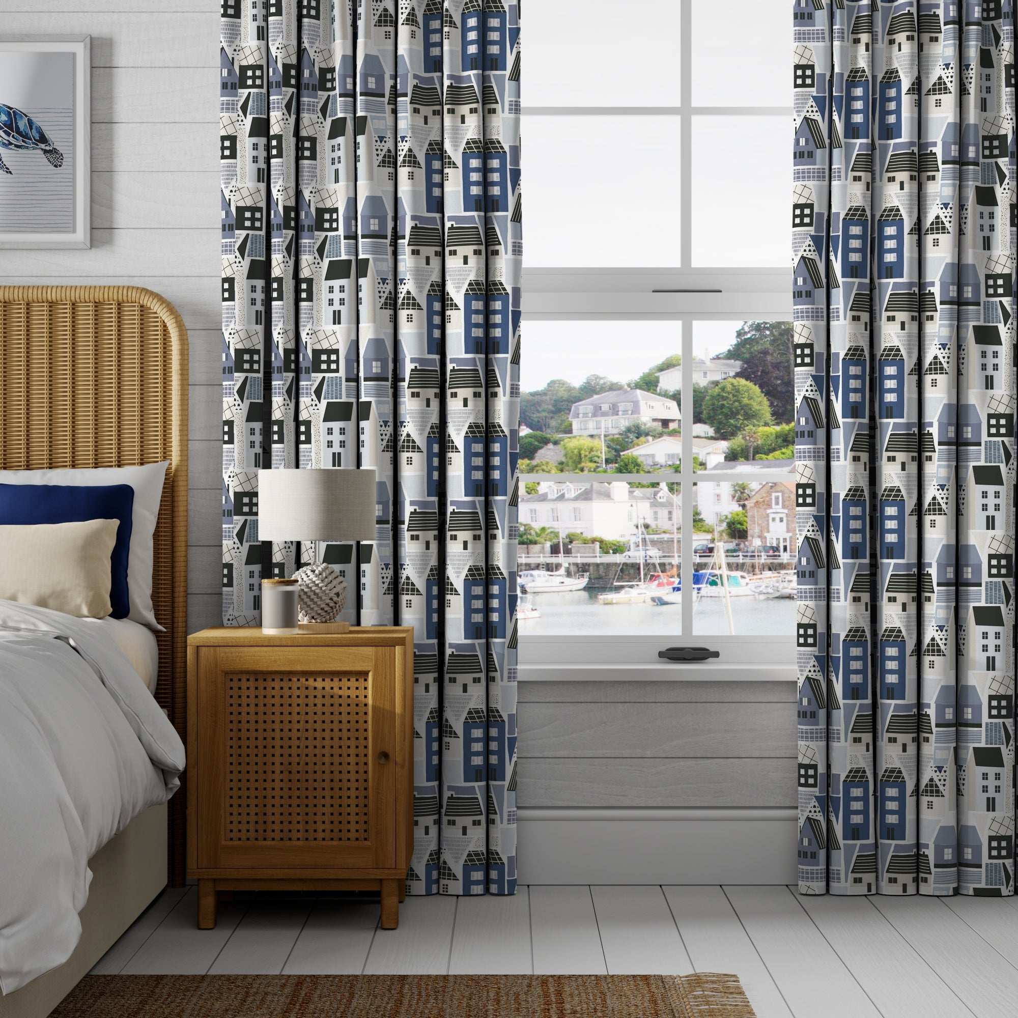 Coastal Clovelly Made to Measure Curtains Clovelly Navy