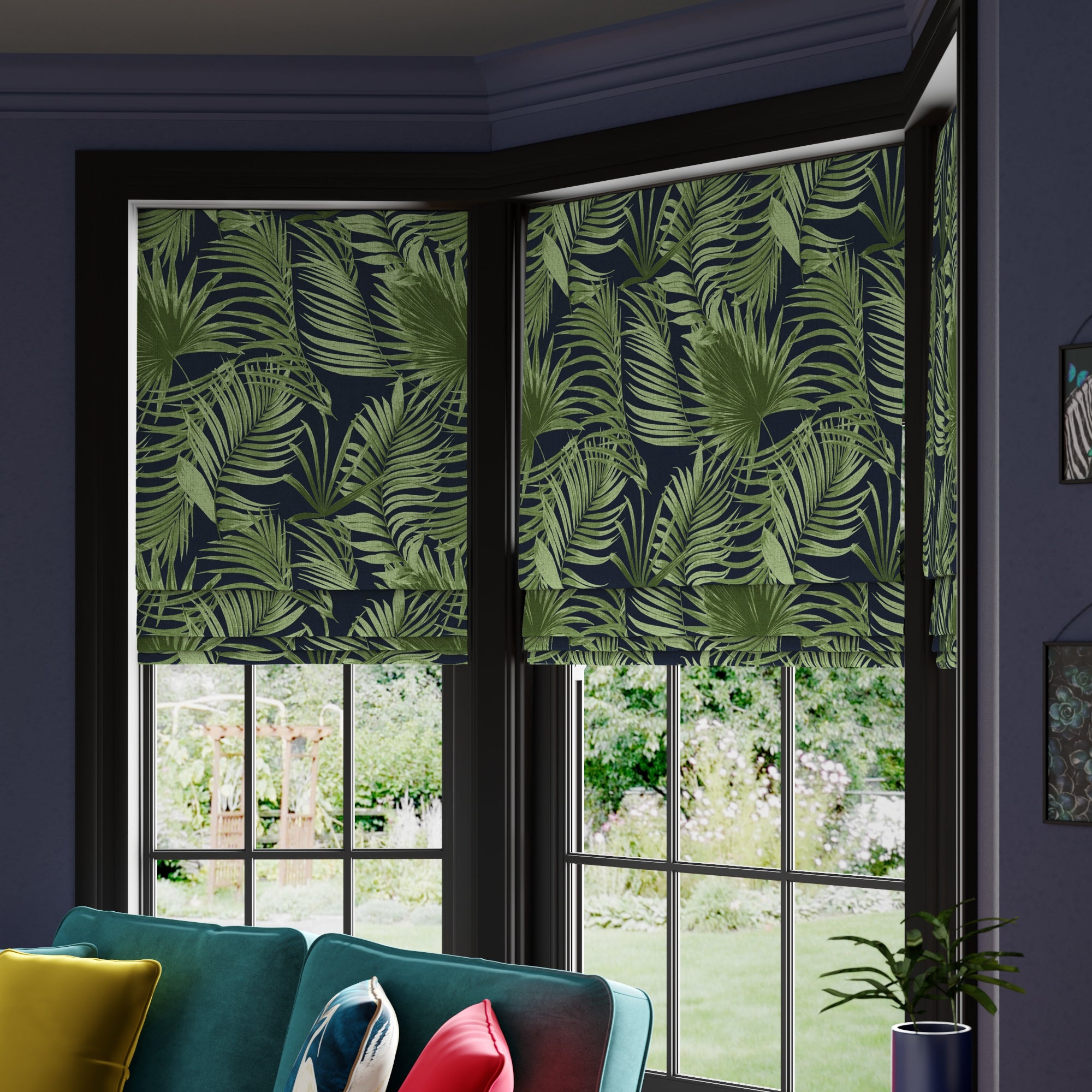 Maximalist Palm Made to Measure Roman Blind Palm Ink