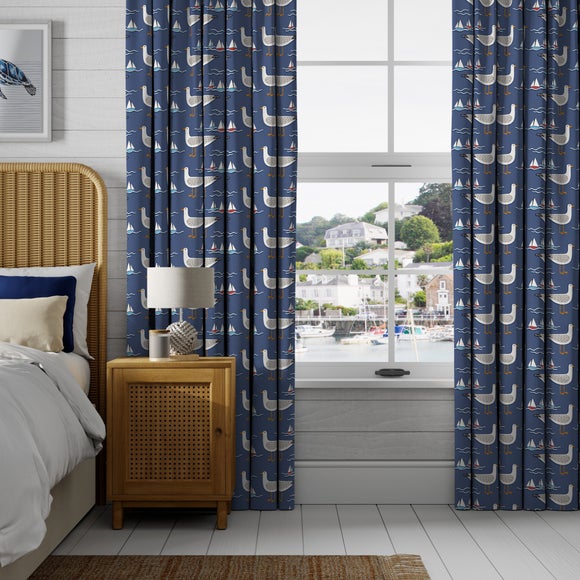 Coastal Gull Made to Measure Curtains Gull Navy