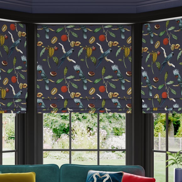 Maximalist Cockatoo Made to Measure Roman Blind Cockatoo Ink