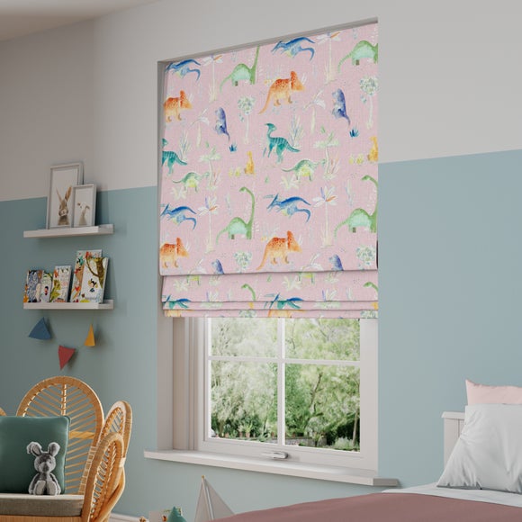 Little Adventurers Jurassic Made to Measure Roman Blind Jurrassic Pink