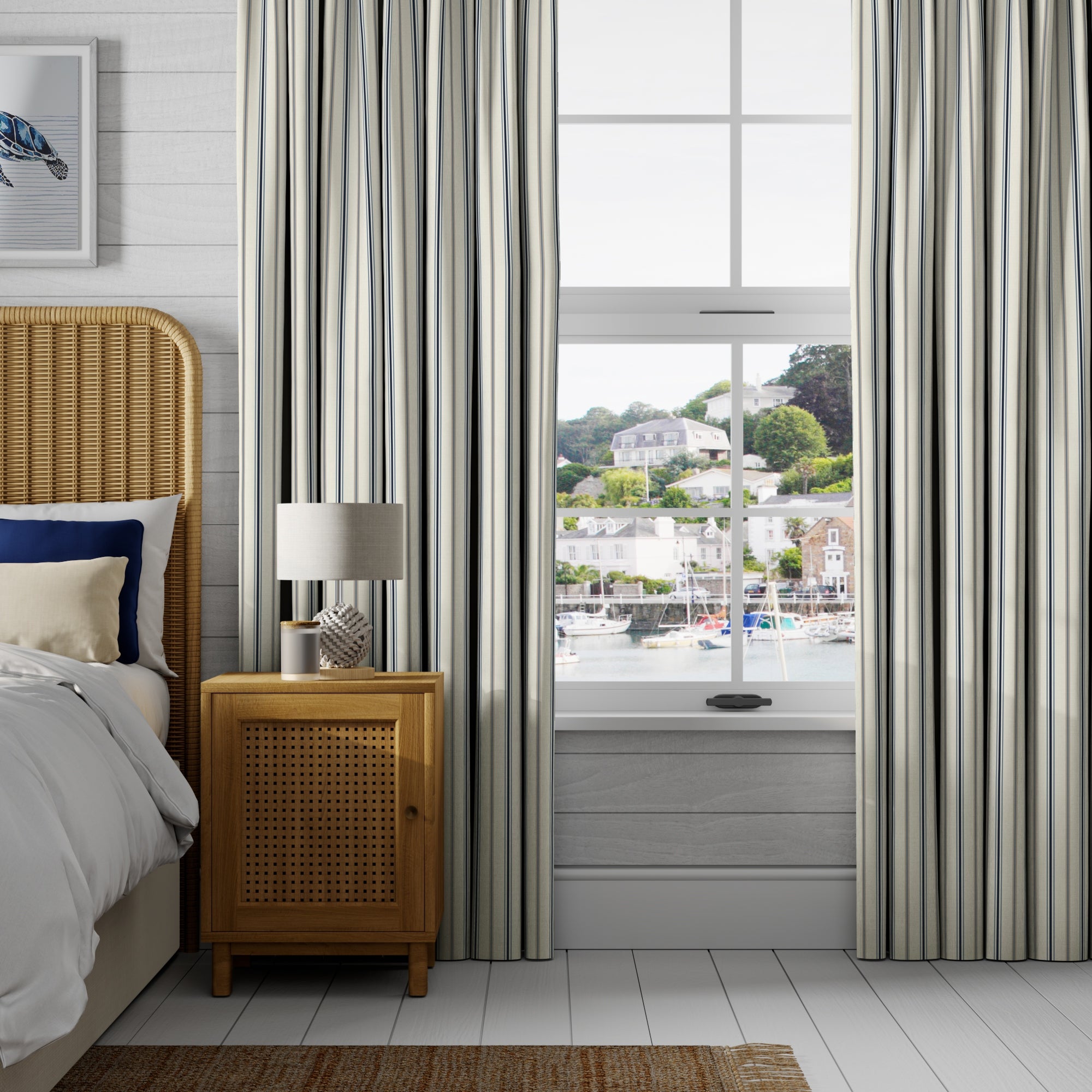 Coastal Salcombe Stripe Made to Measure Curtains Salcombe Stripe Navy