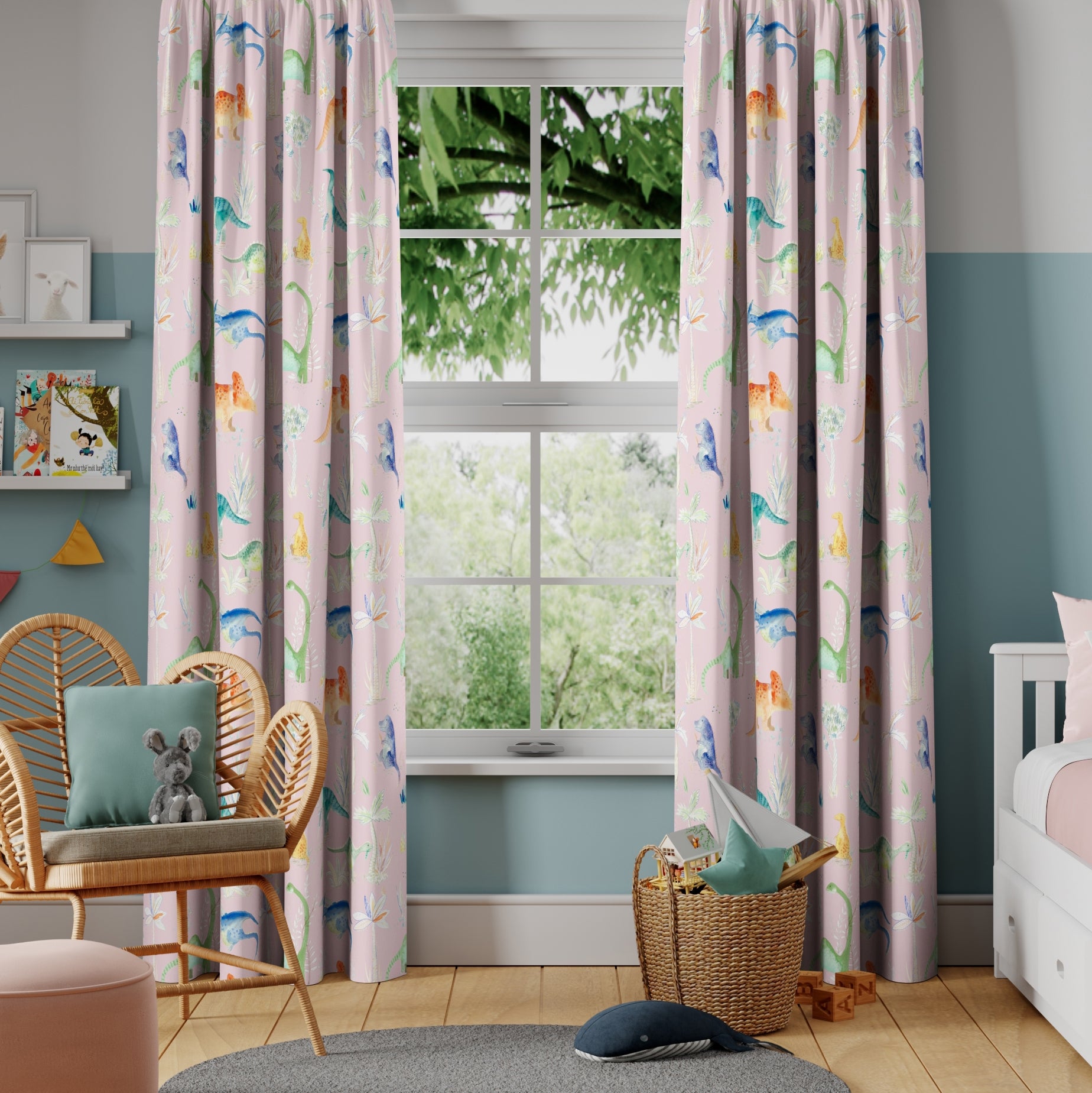 Little Adventurers Jurrassic Made to Measure Curtains Jurrassic Pink