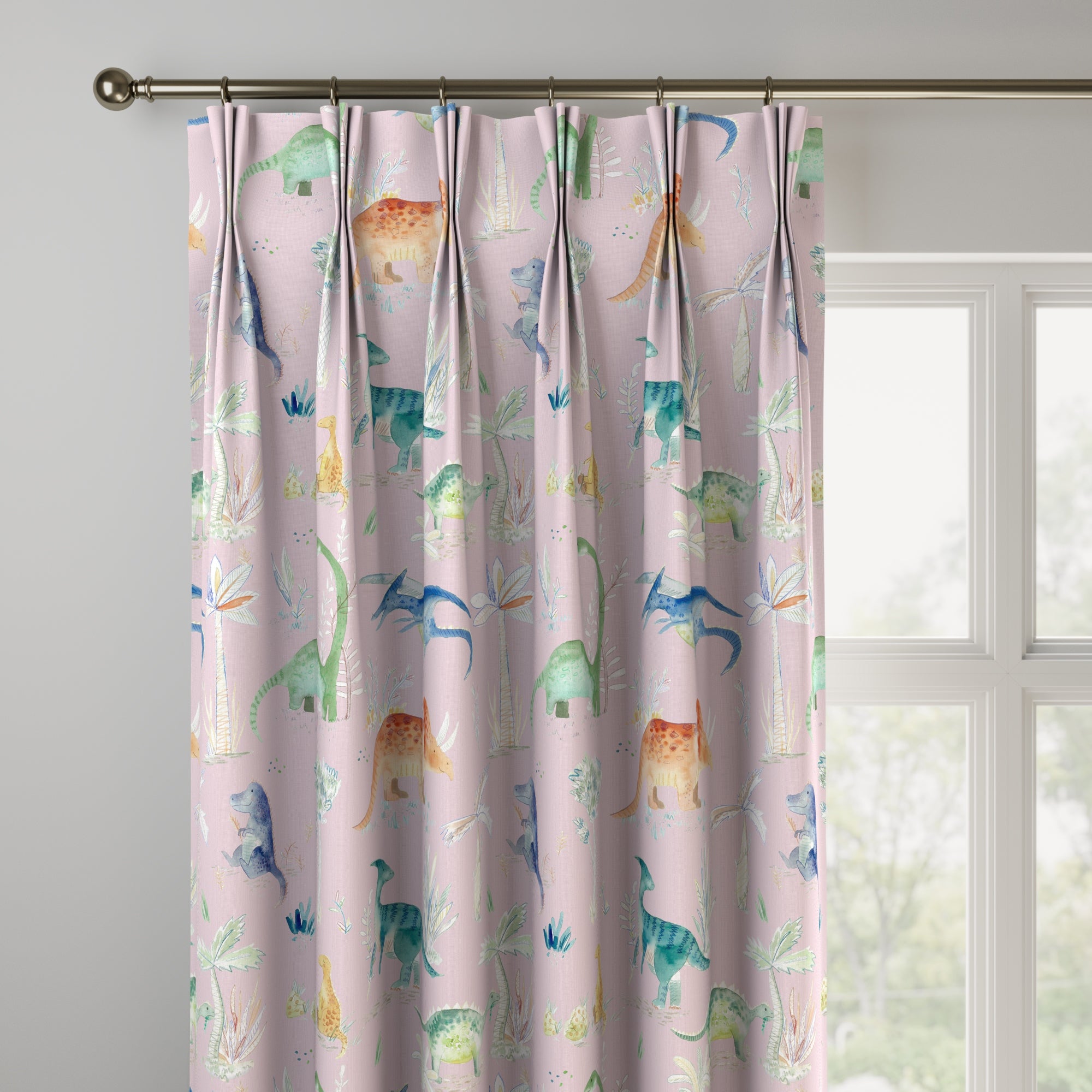 Little Adventurers Jurrassic Made to Measure Curtains Jurrassic Pink