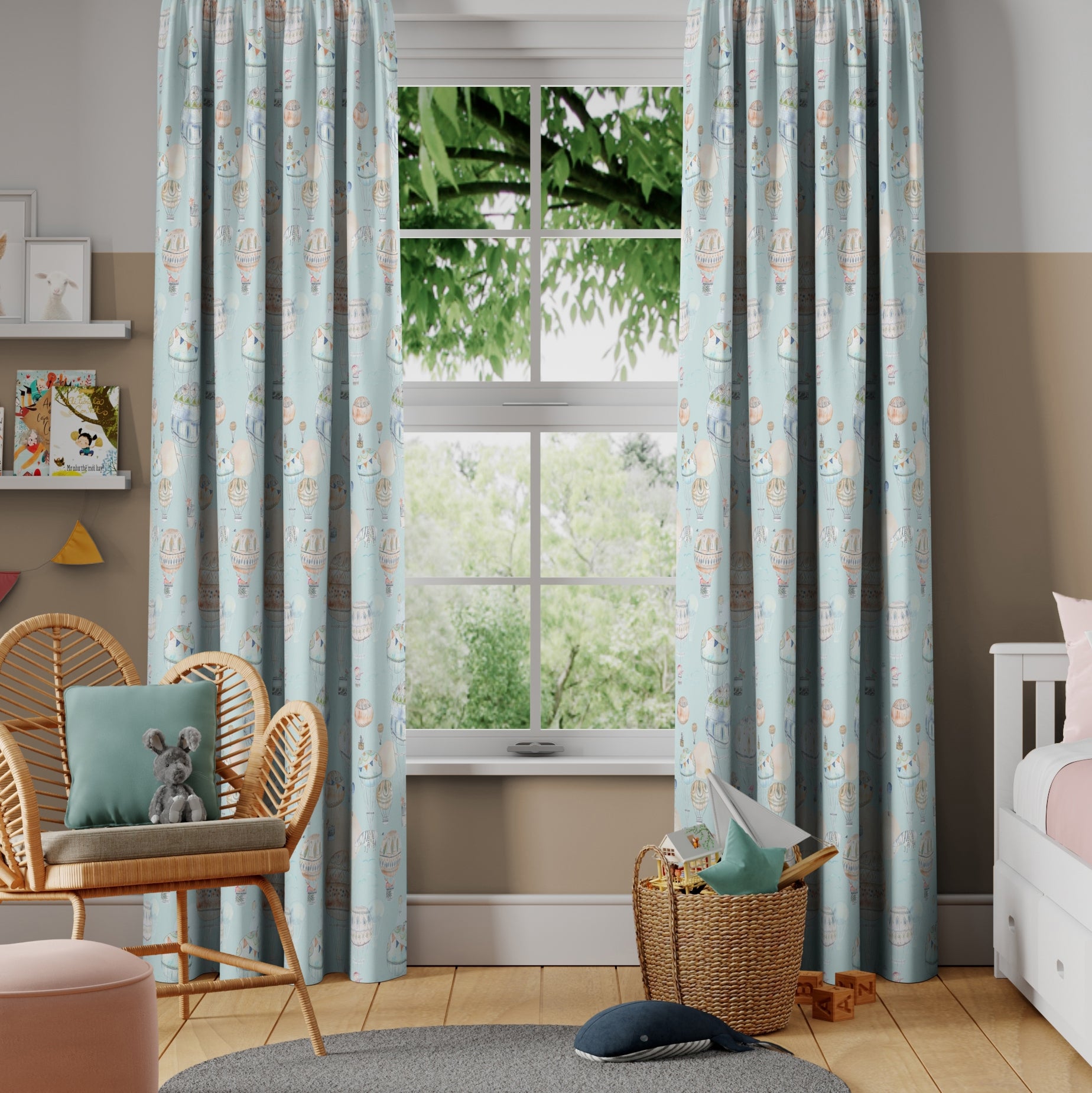 Little Adventurers Hot Air Balloon Made to Measure Curtains Hot Air Balloon Sky