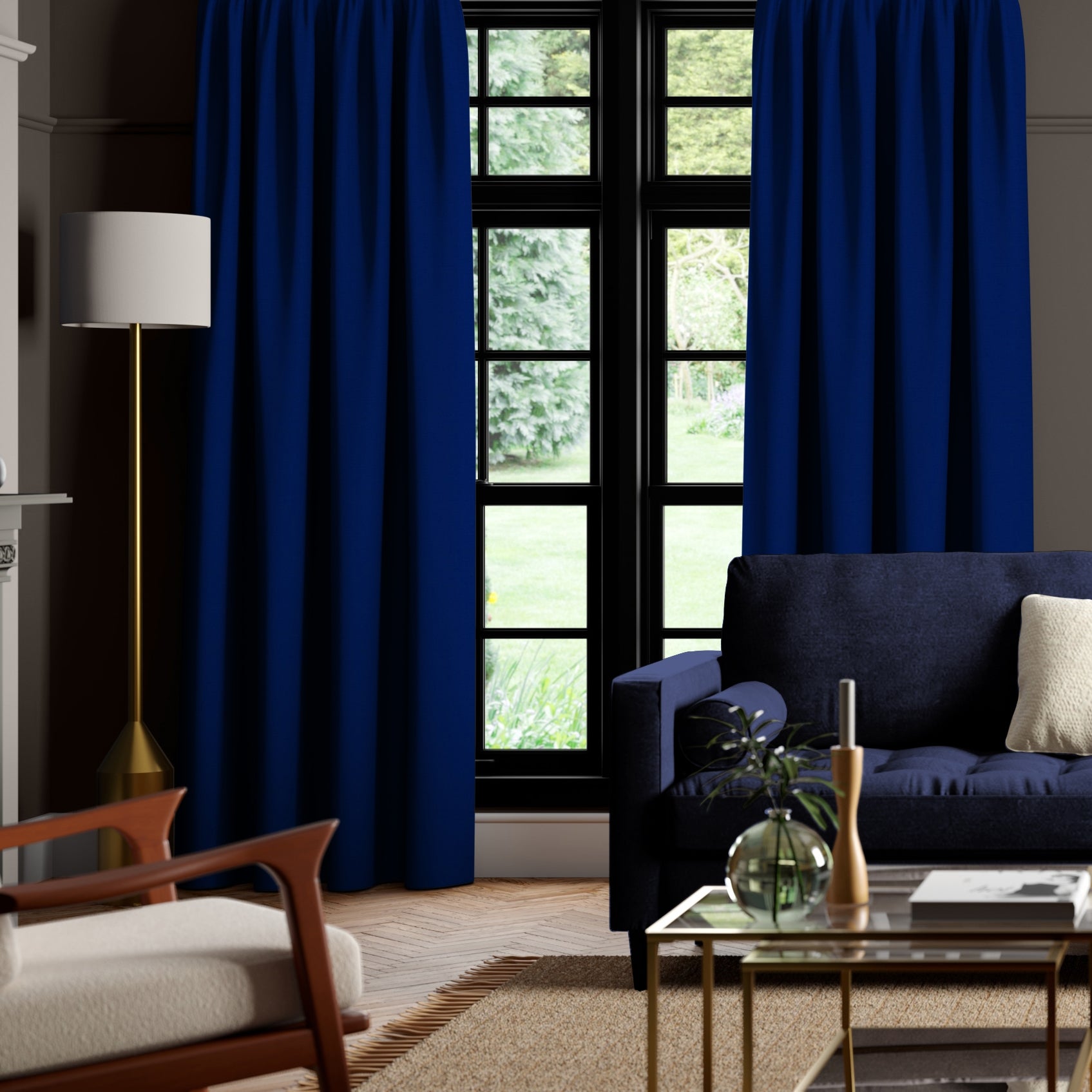 Panama Cotton Made to Measure Curtains Panama Indigo