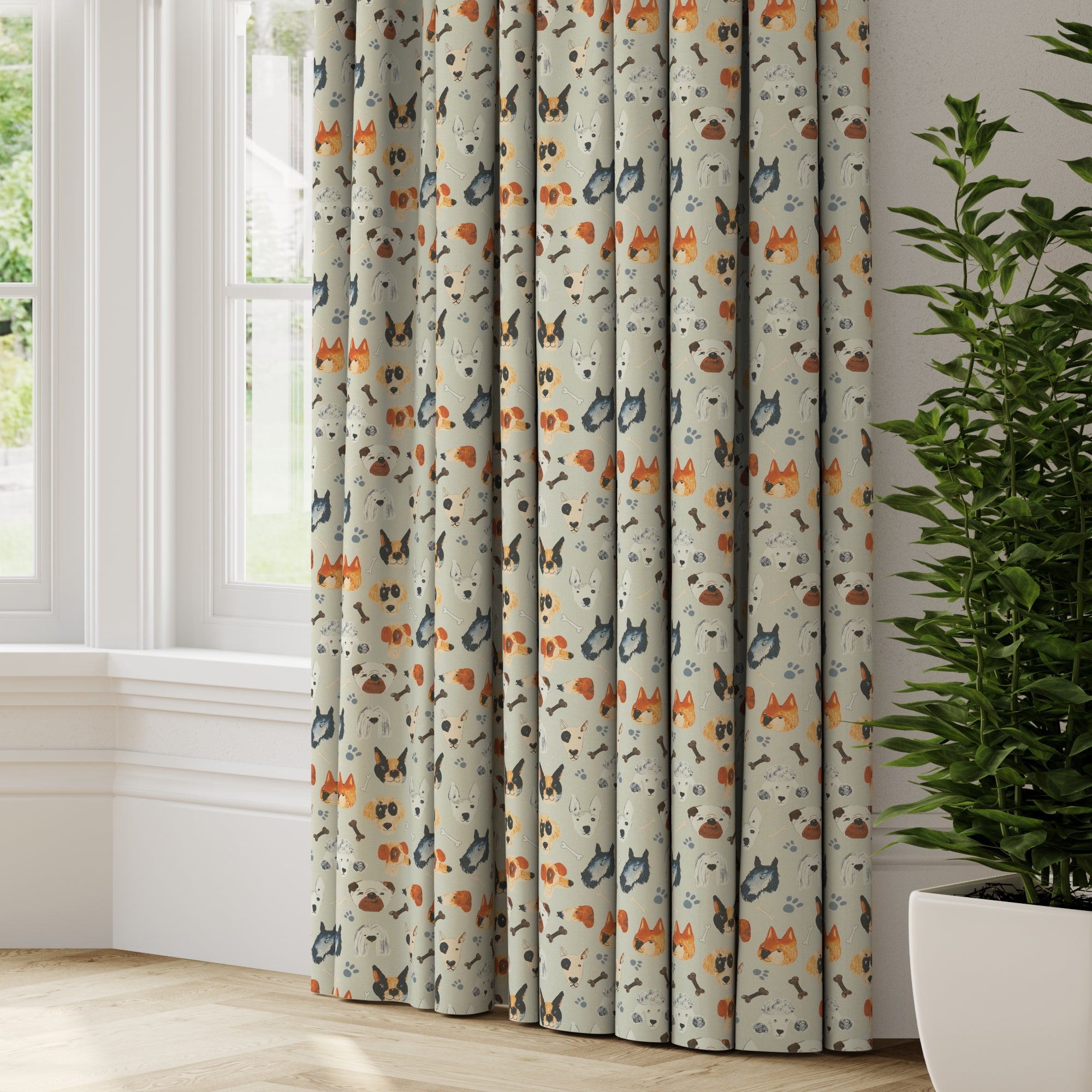 Portrait Pups Made to Measure Curtains Portrait Pups Natural