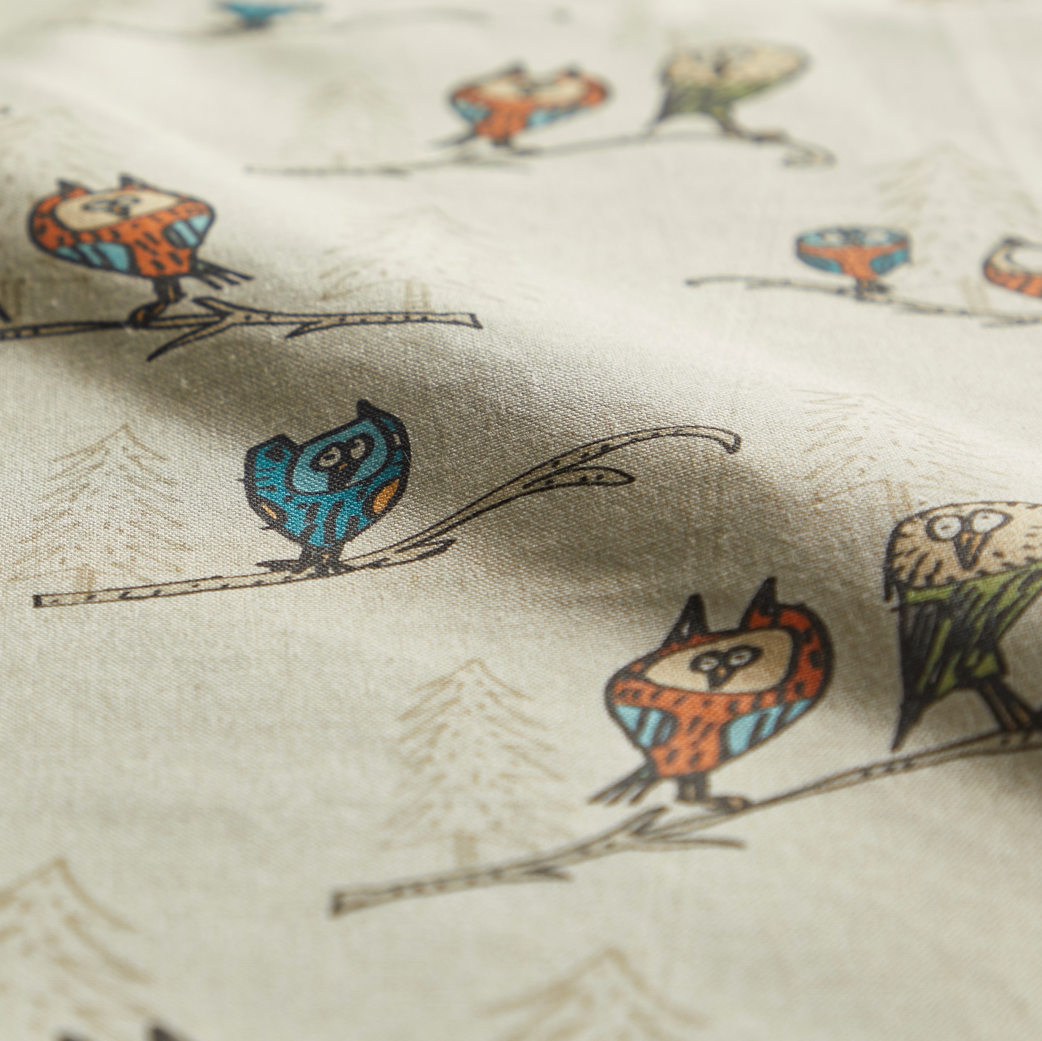 Quirky Owls Made to Measure Roman Blind Quirky Owls Natural