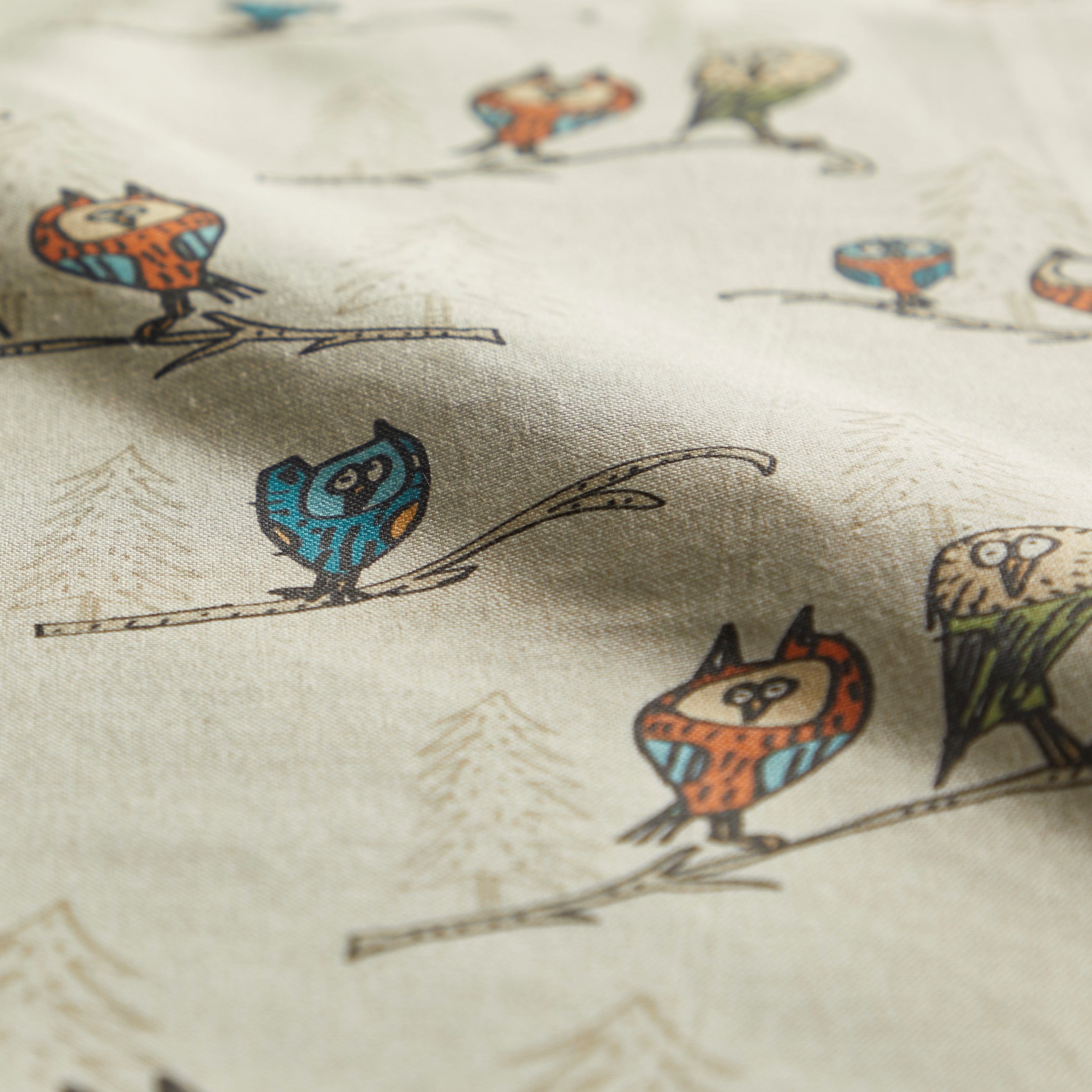 Quirky Owls Made to Measure Curtains Quirky Owls Natural
