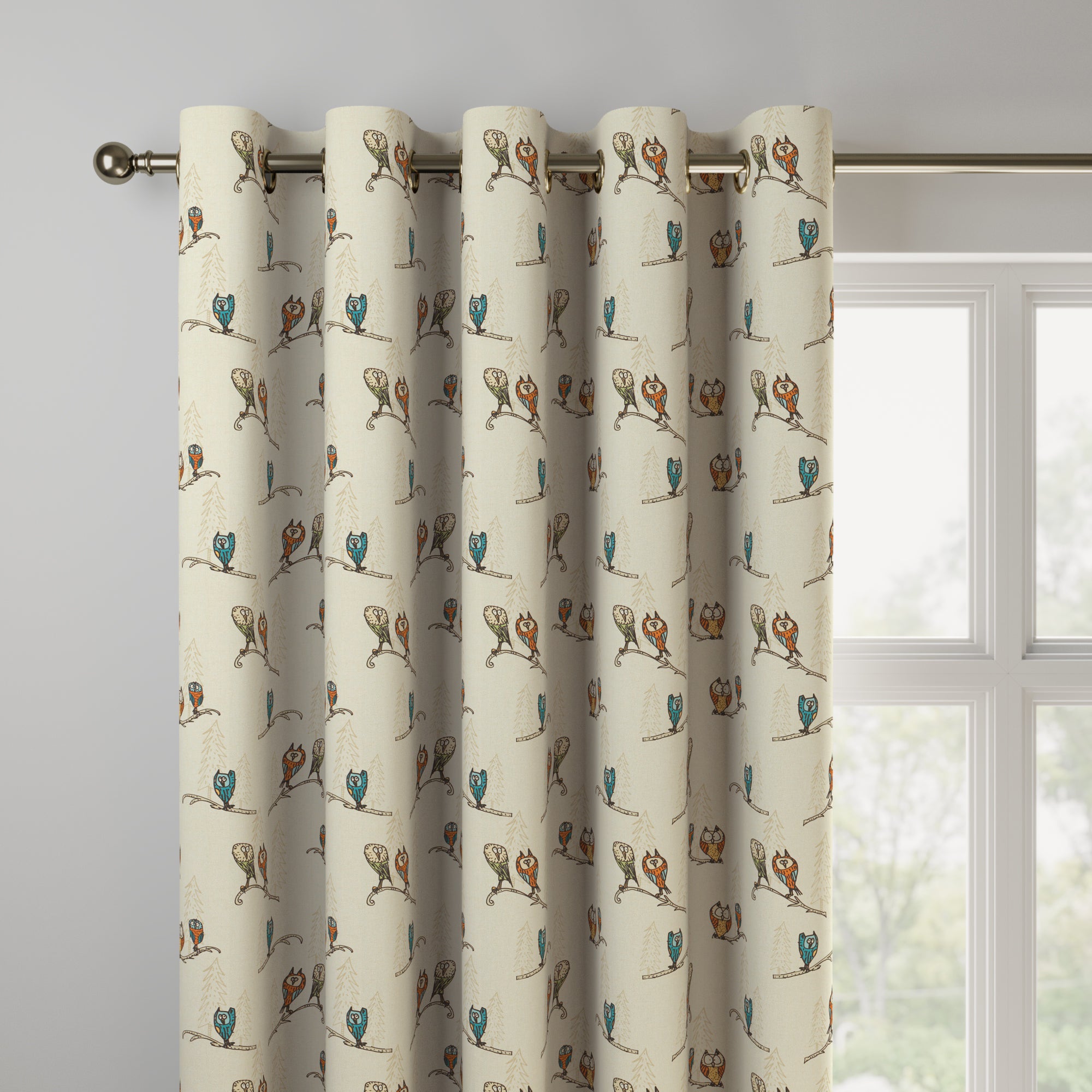 Quirky Owls Made to Measure Curtains Quirky Owls Natural