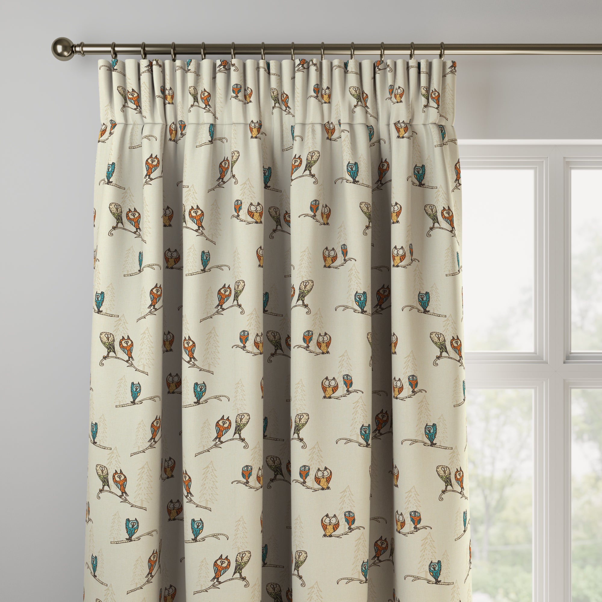 Quirky Owls Made to Measure Curtains Quirky Owls Natural
