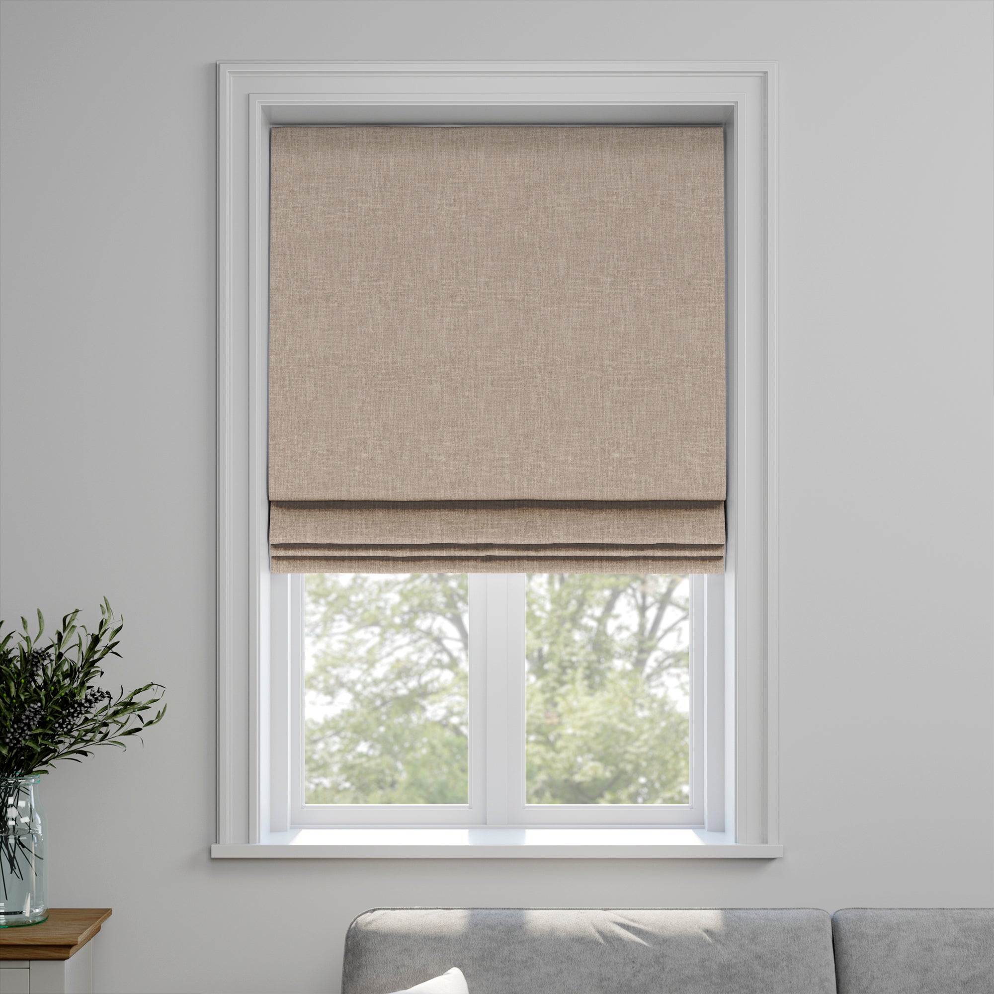 Bronte Recycled Polyester Made to Measure Roman Blind Bronte Hessian