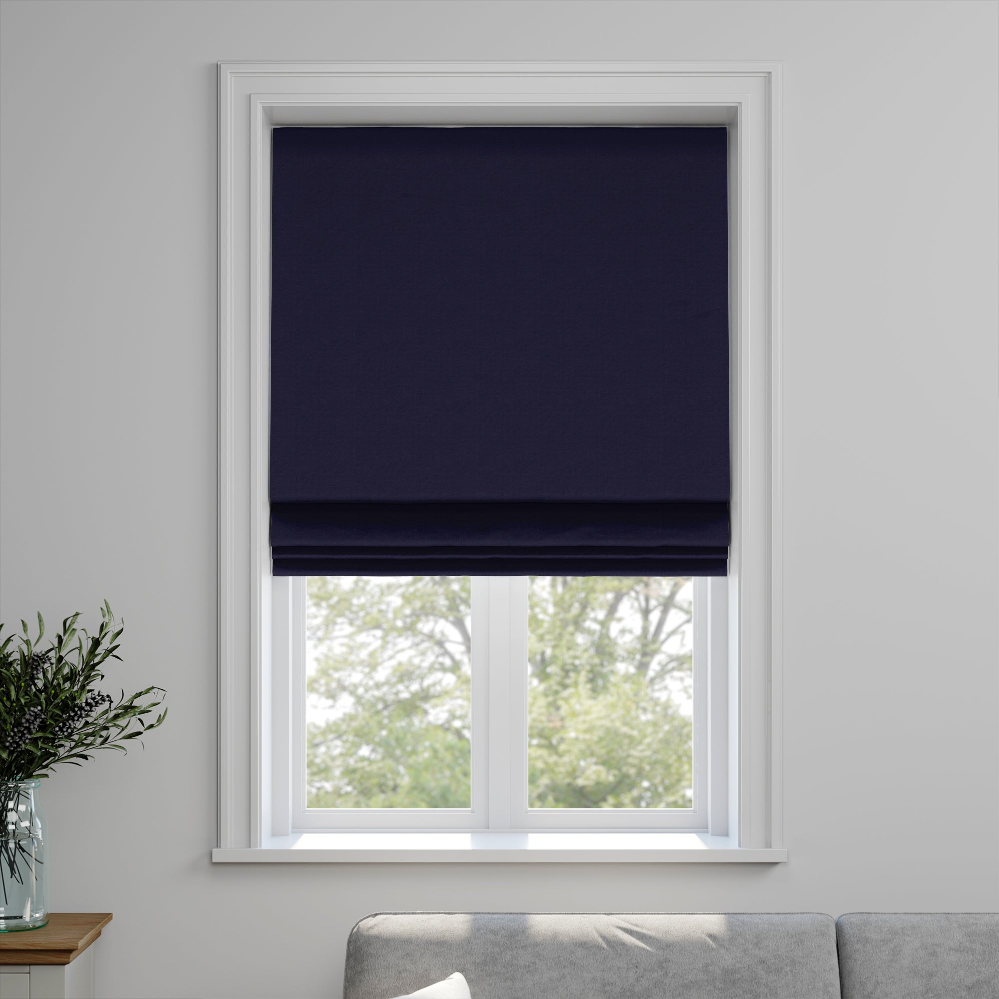Belvoir Recycled Polyester Made to Measure Roman Blind Belvoir Indigo