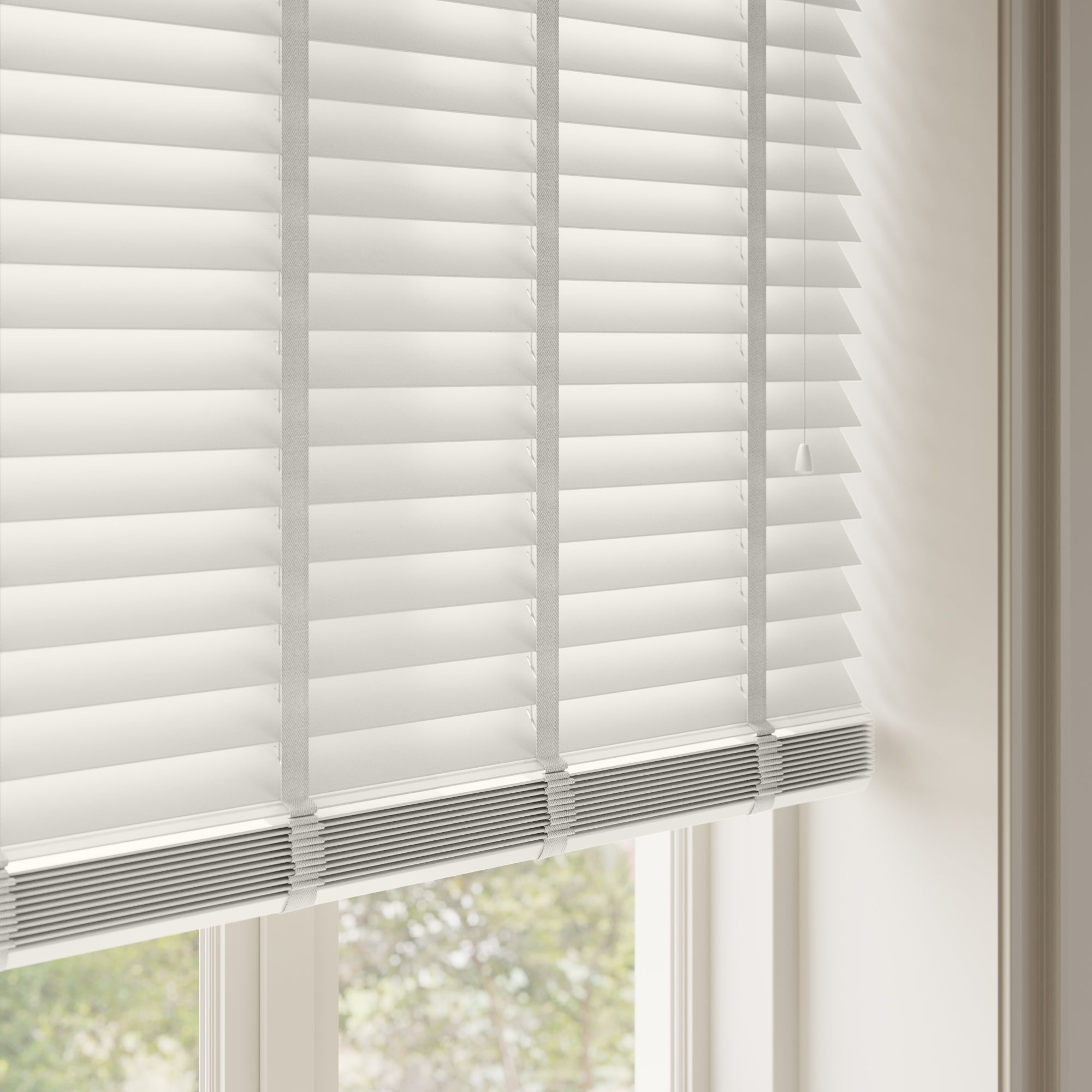 Made To Measure 63mm Slats White Textured Taped Venetian Blind Textured White