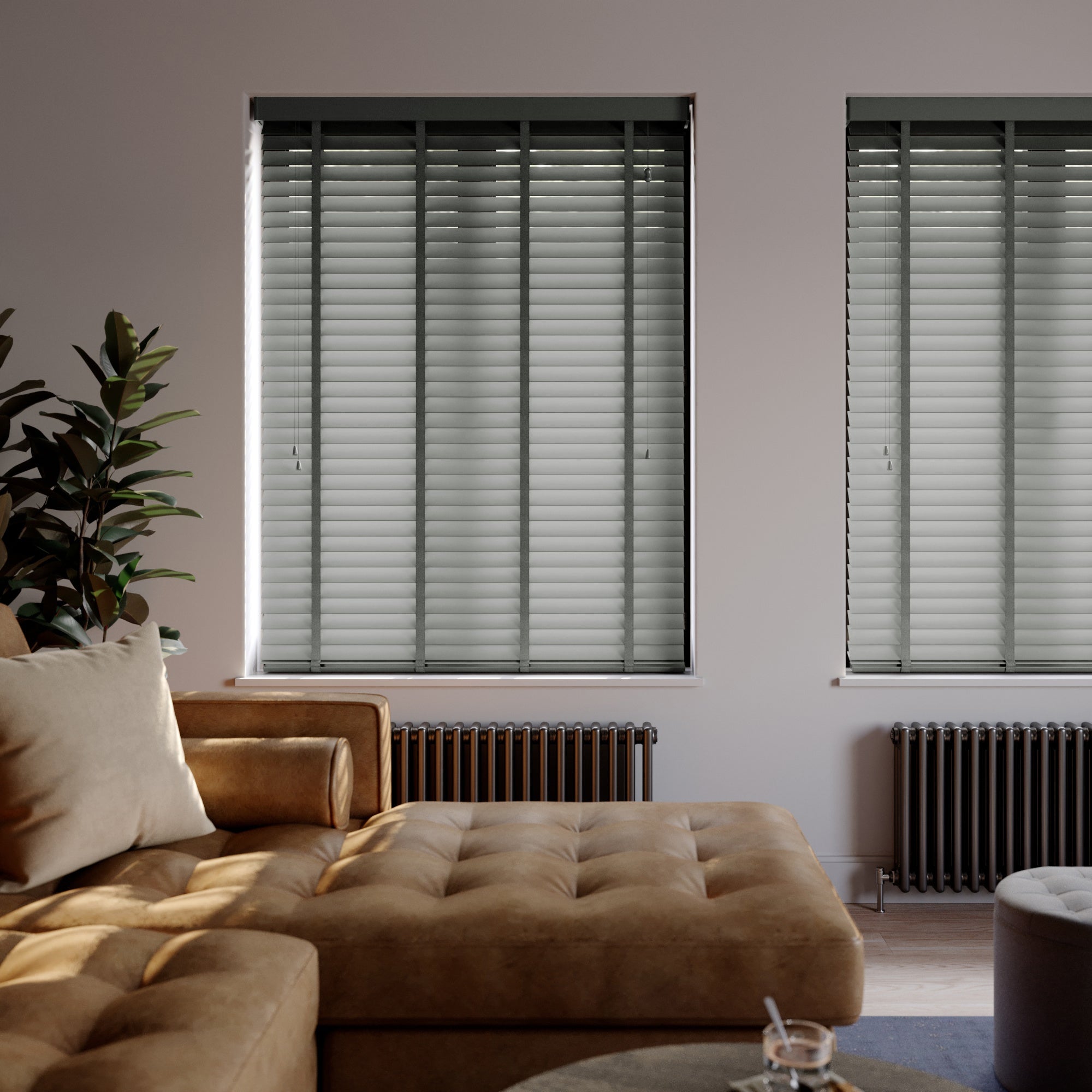 Made To Measure 63mm Slats Charcoal Taped Venetian Blind Charcoal