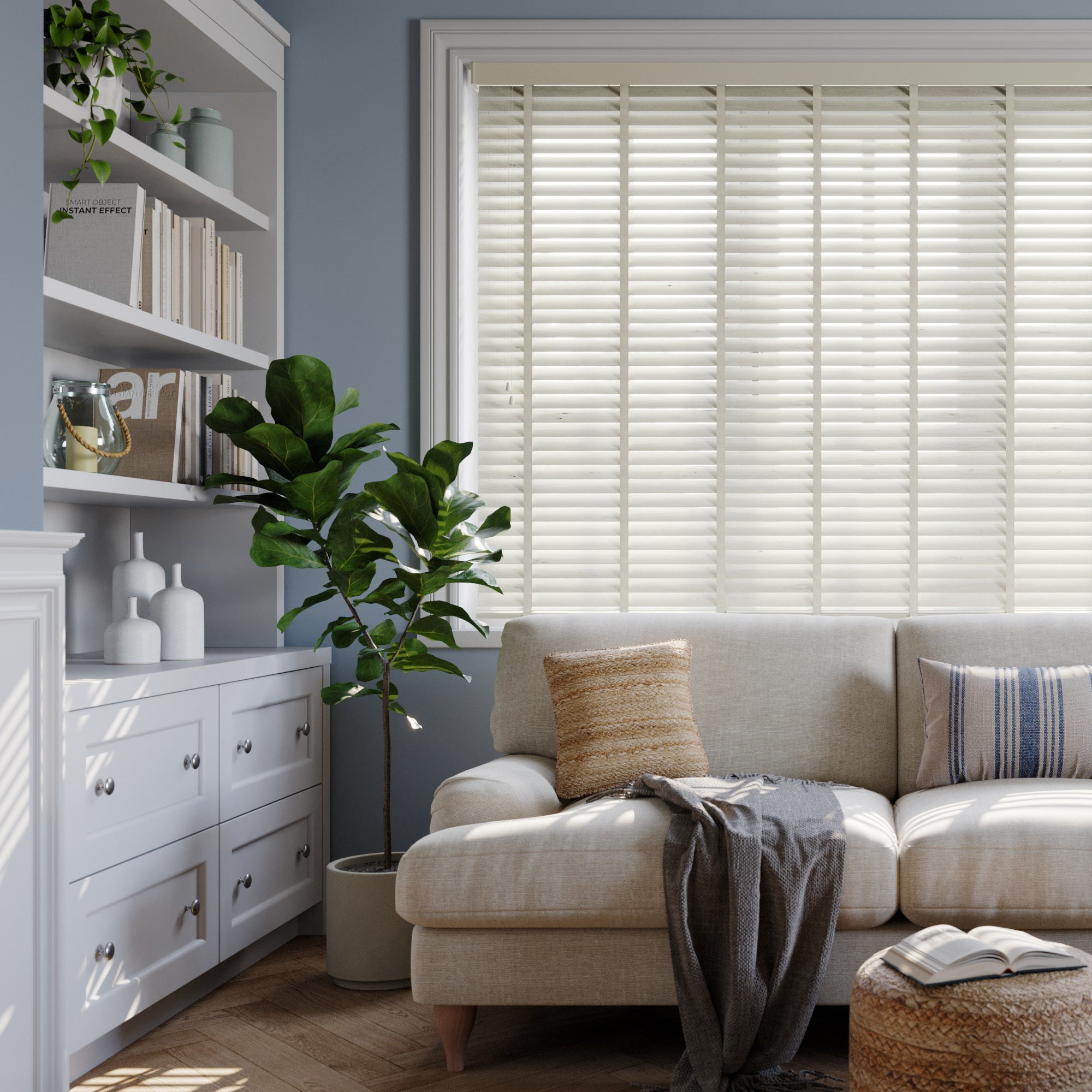 Made To Measure 50mm Slats White Textured Taped Venetian Blind Textured White