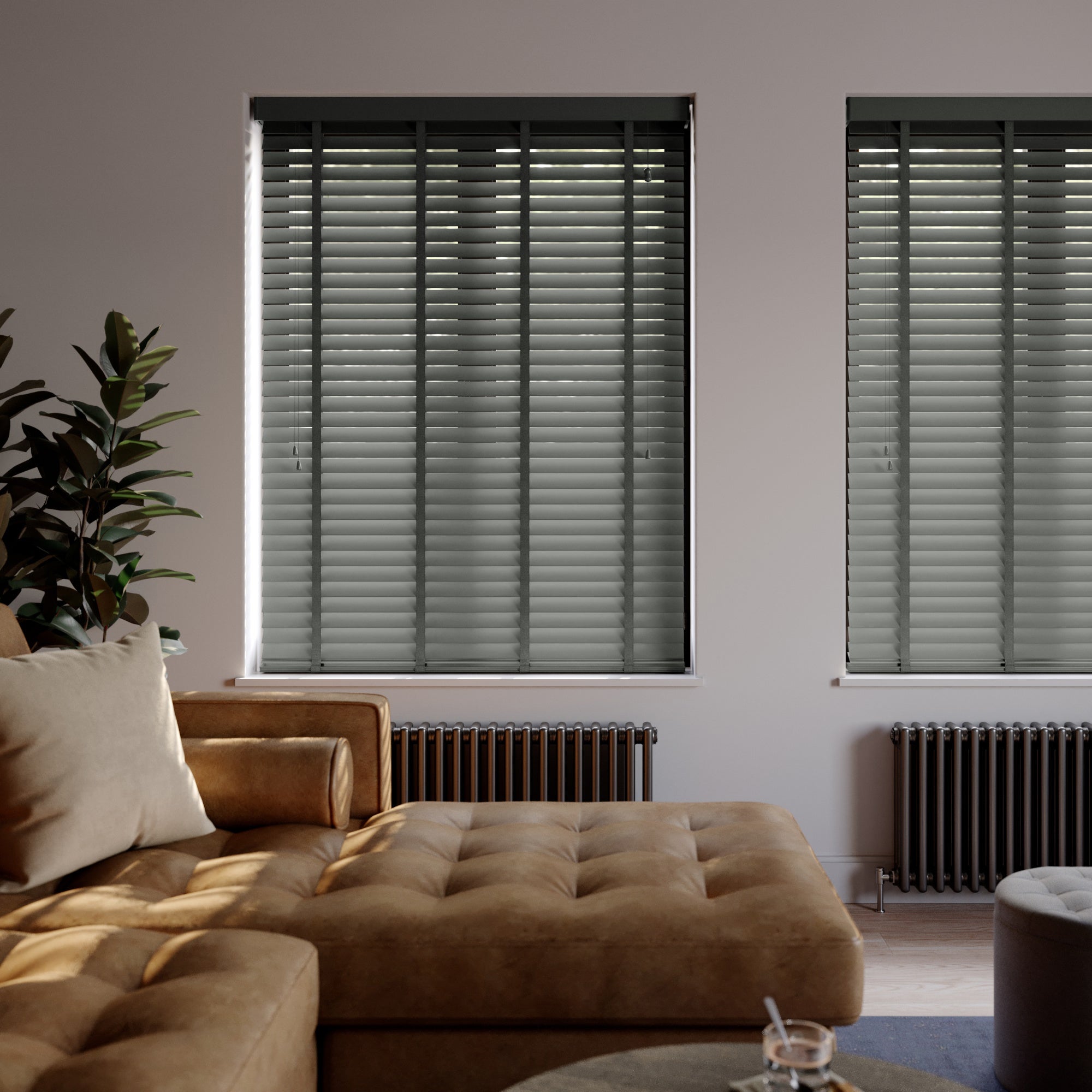 Made To Measure 50mm Slats Charcoal Taped Venetian Blind