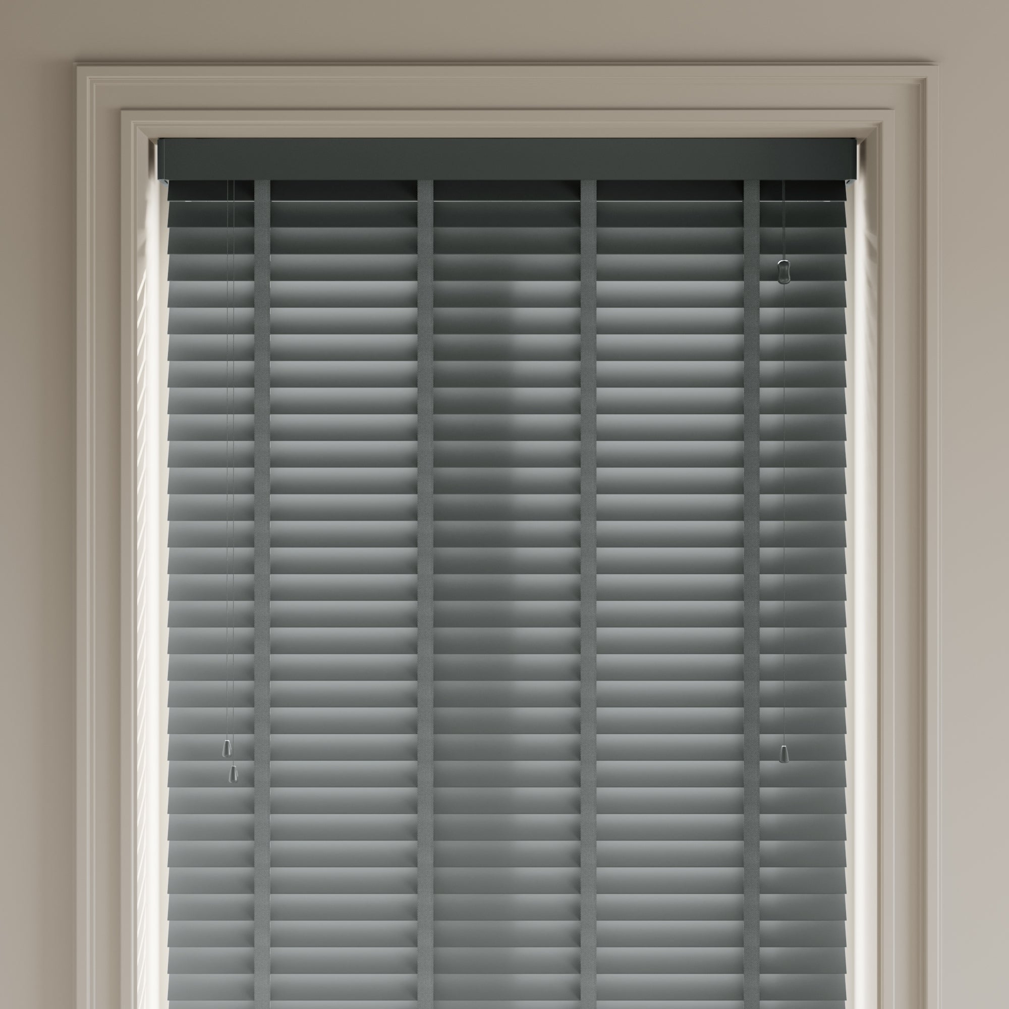 Made To Measure 50mm Slats Charcoal Taped Venetian Blind Charcoal